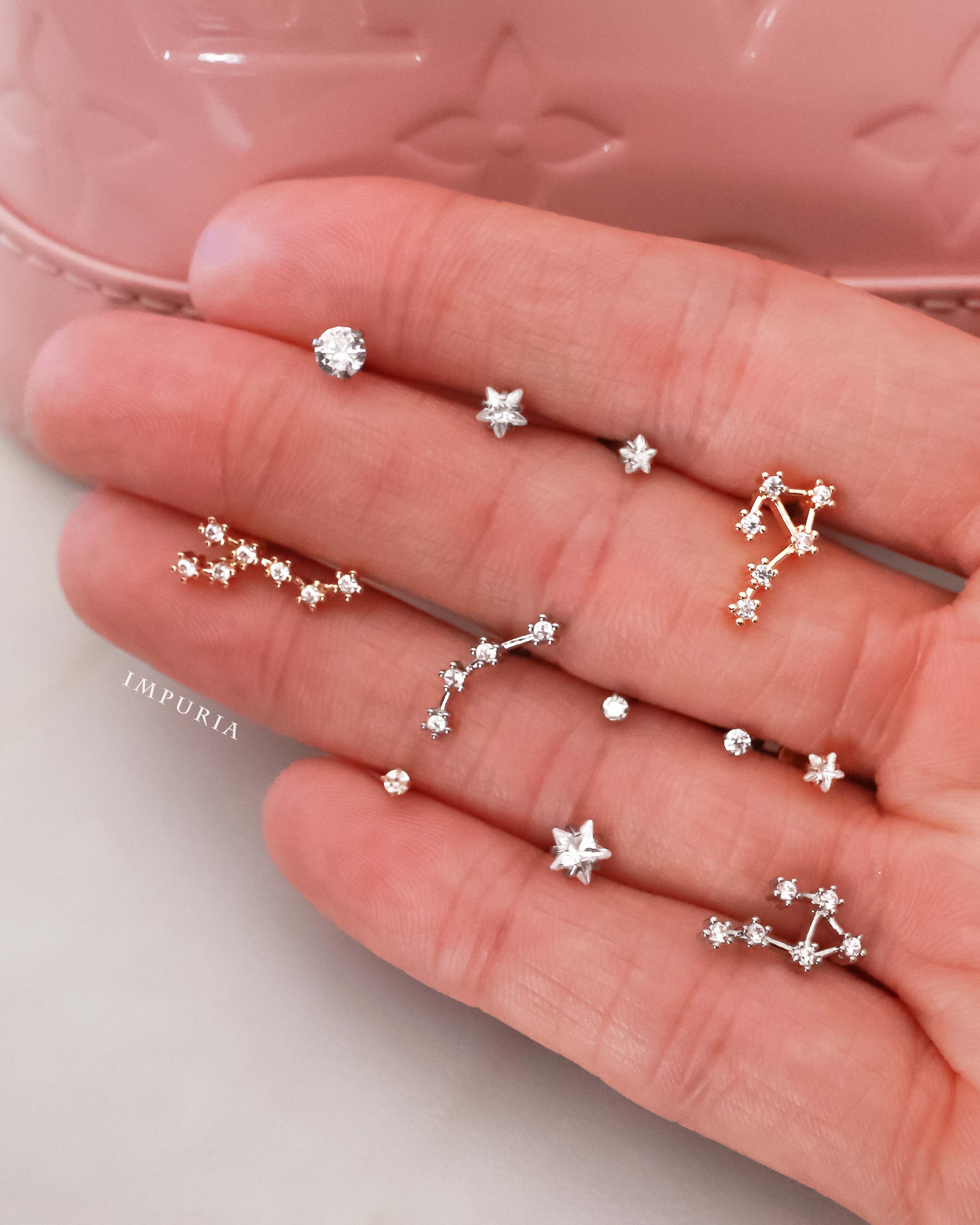 Eternity Crystal 14K Gold Ear Piercing Stud