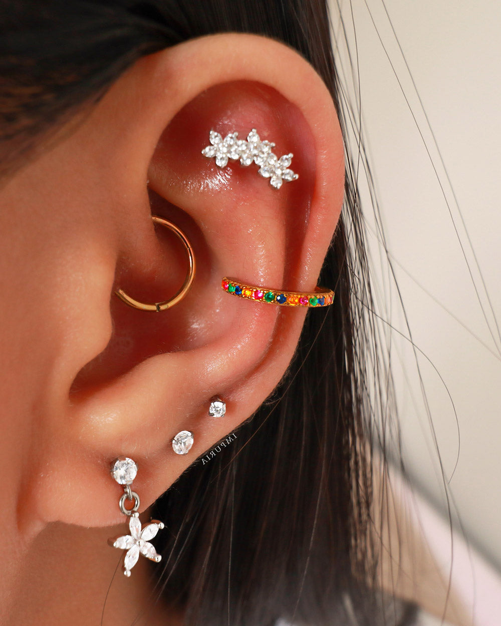 Eternity Crystal 14K Gold Ear Piercing Stud