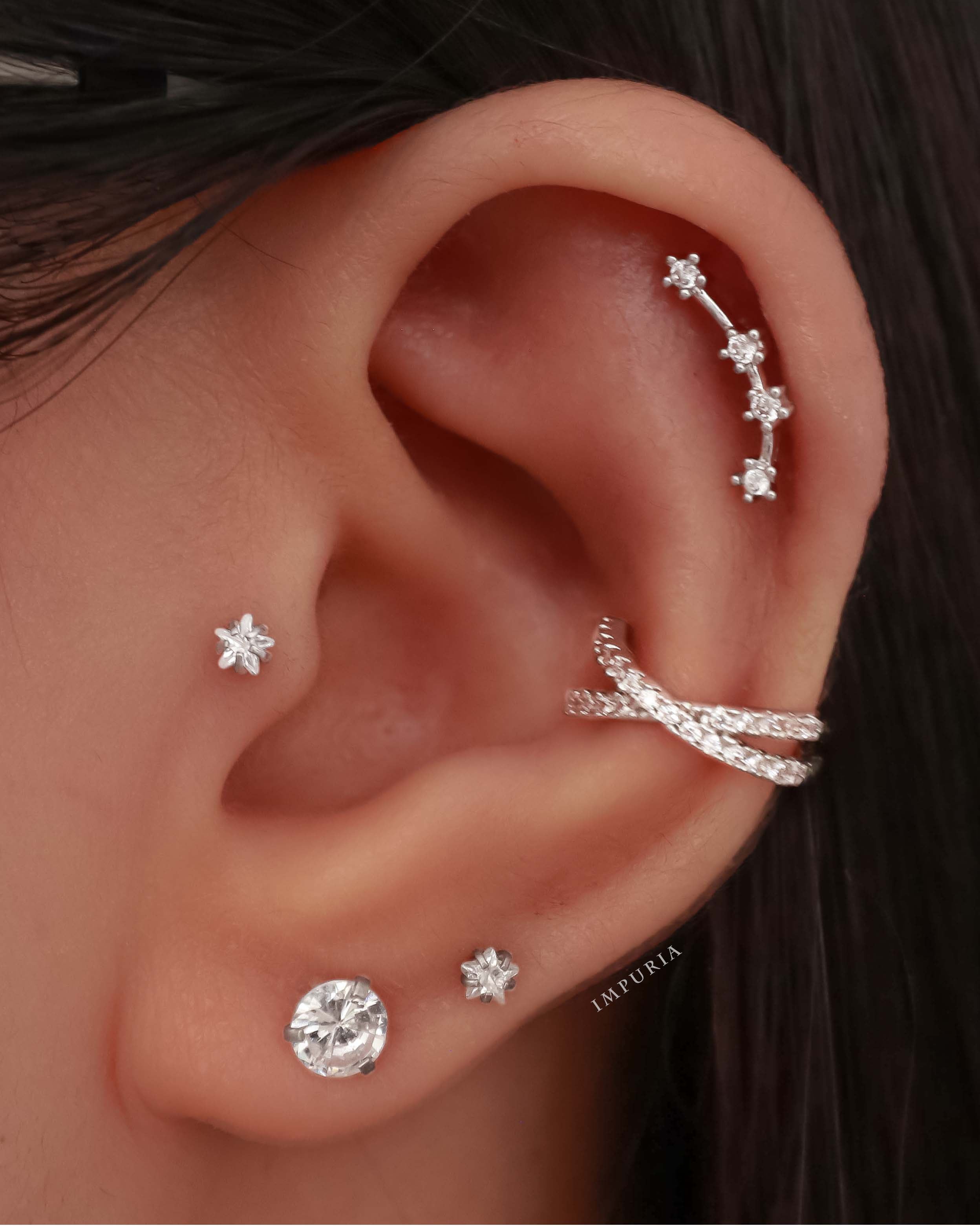 Sparkle Crystal Threaded Prong Ear Piercing Earring Stud Set