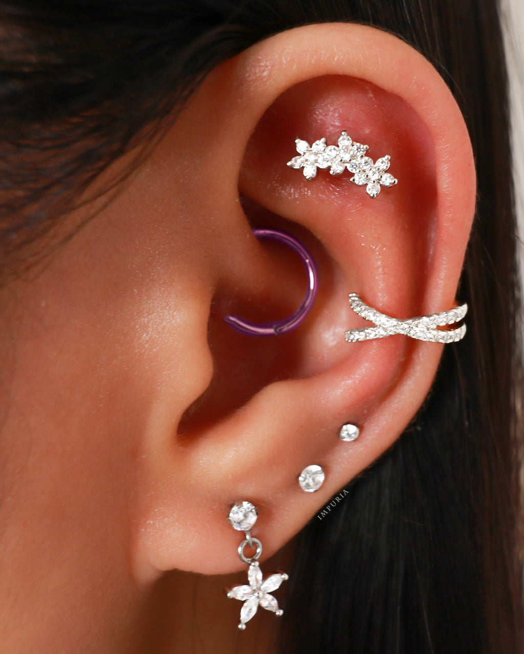 Sparkle Crystal Threaded Prong Ear Piercing Earring Stud Set