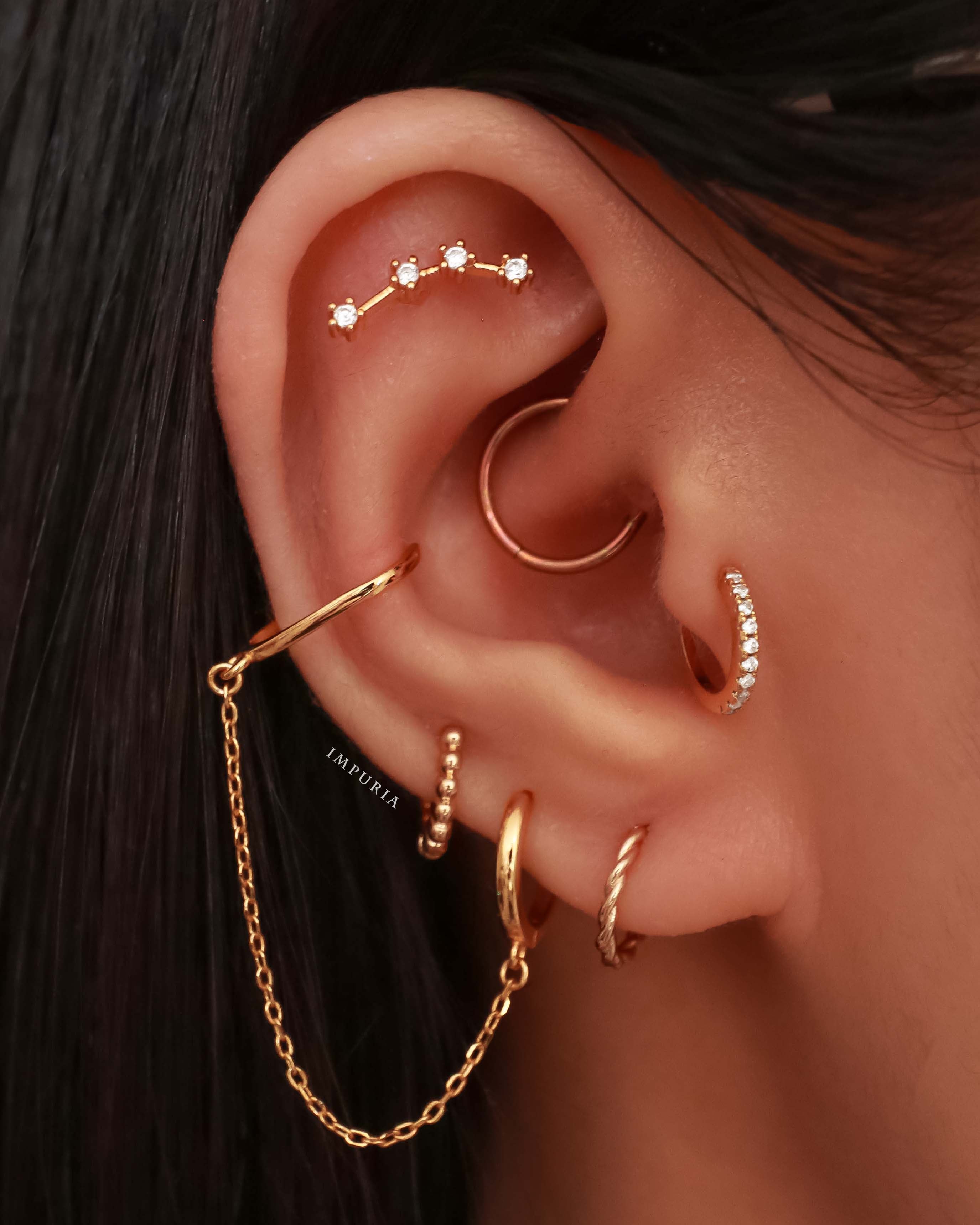 Joy Chain Ear Cuff Polished Hoop Huggie Earrings