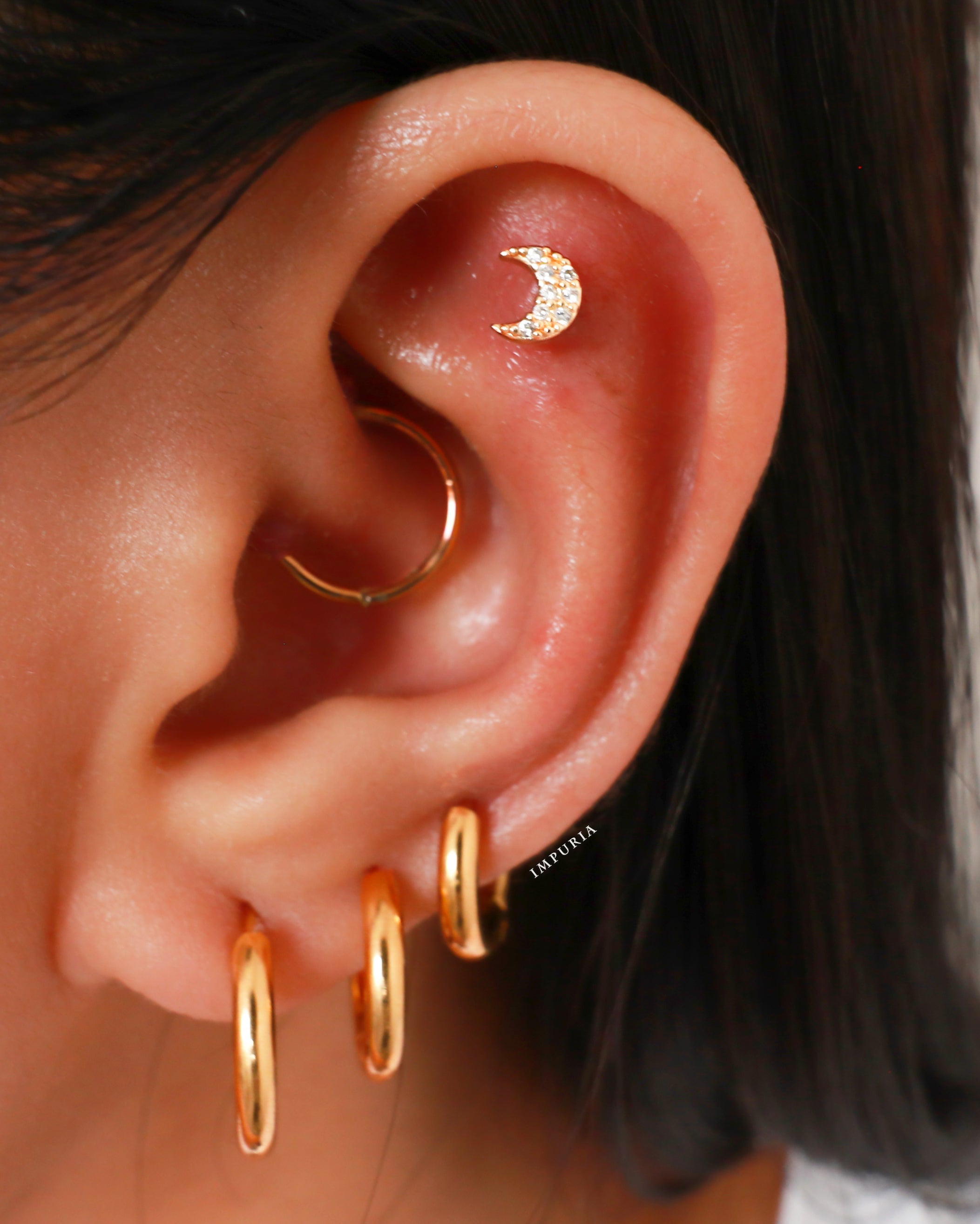 Serena Crystal Moon Ear Piercing Earring Stud