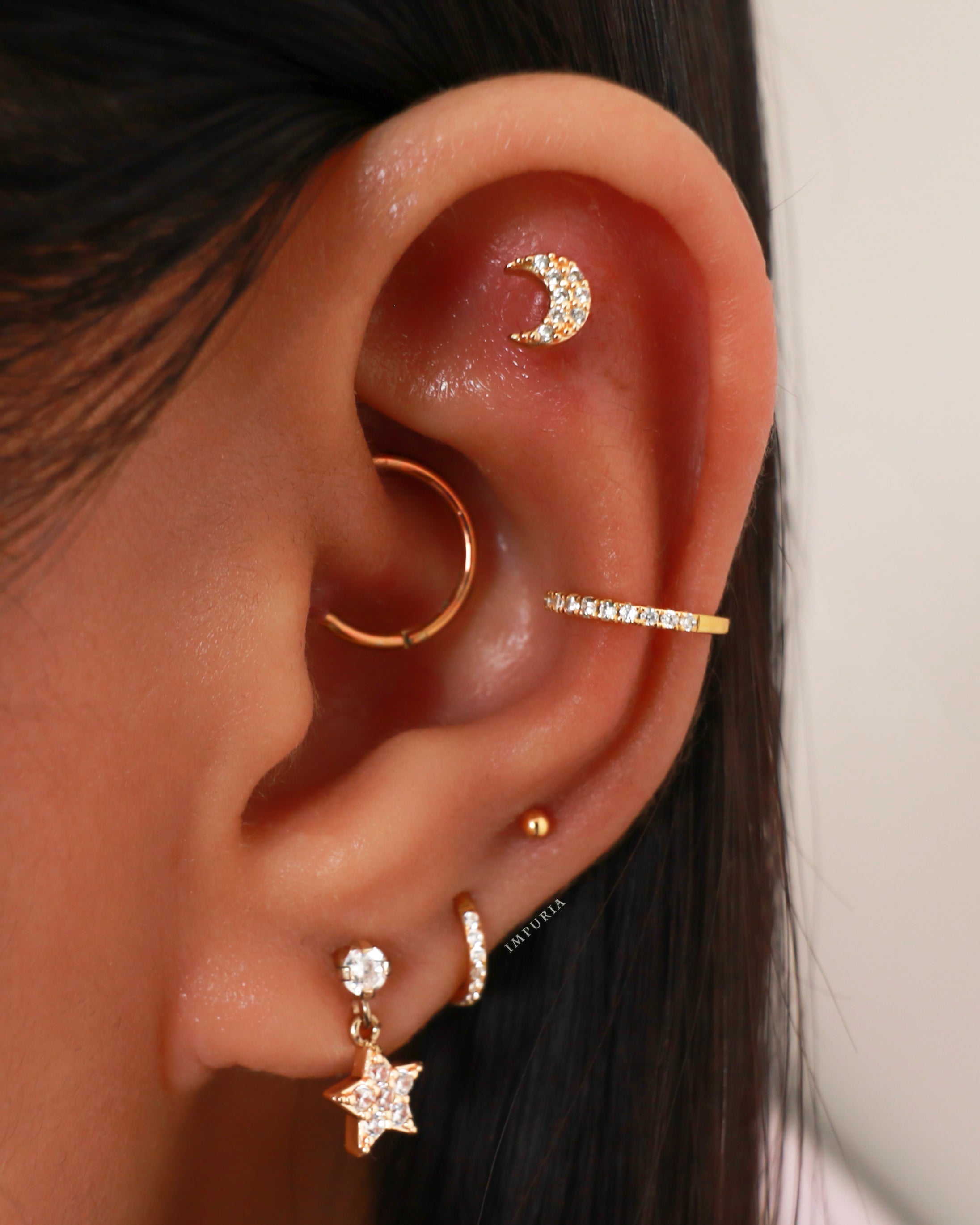 Serena Crystal Moon Ear Piercing Earring Stud