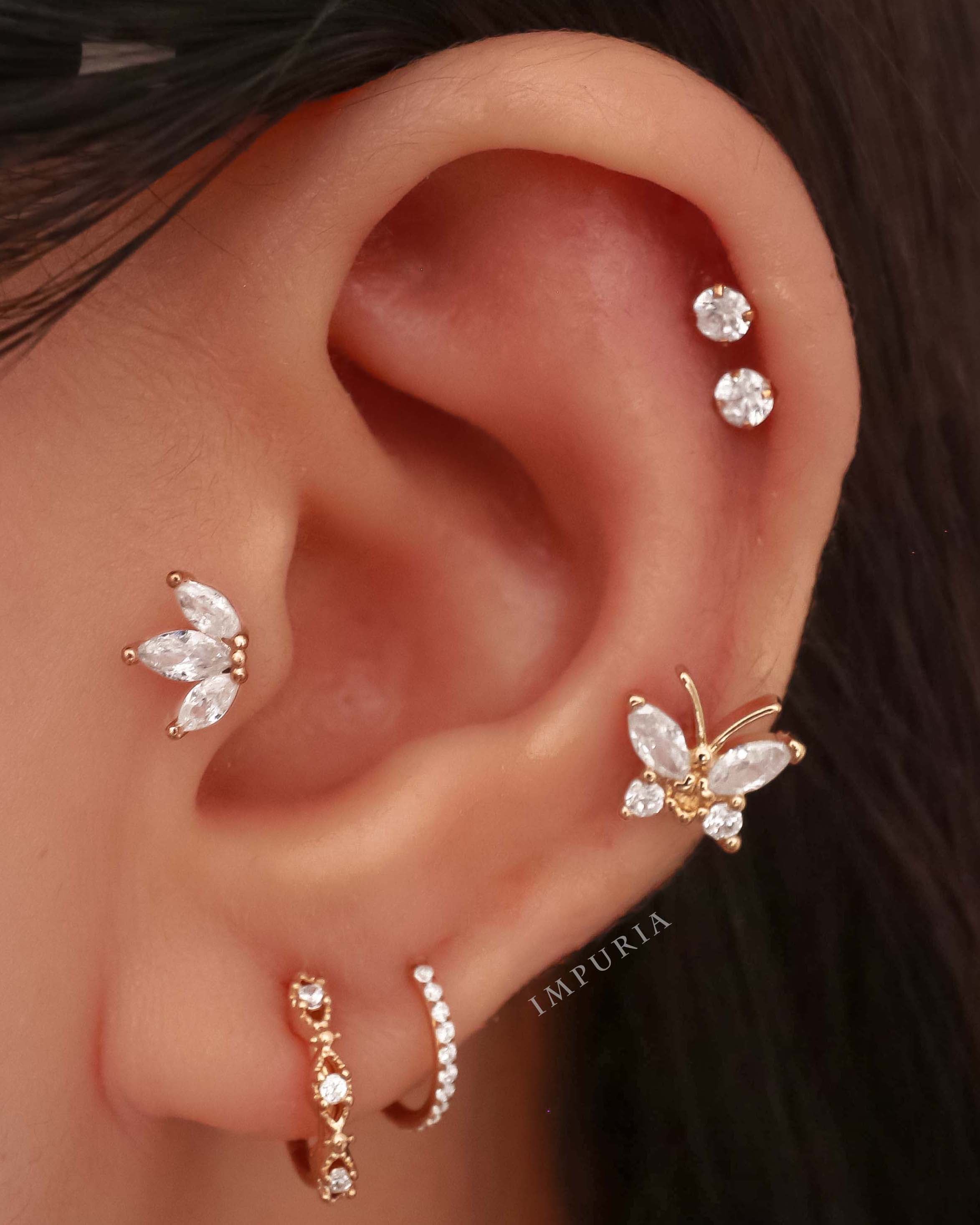 Eternity Crystal 14K Gold Ear Piercing Stud