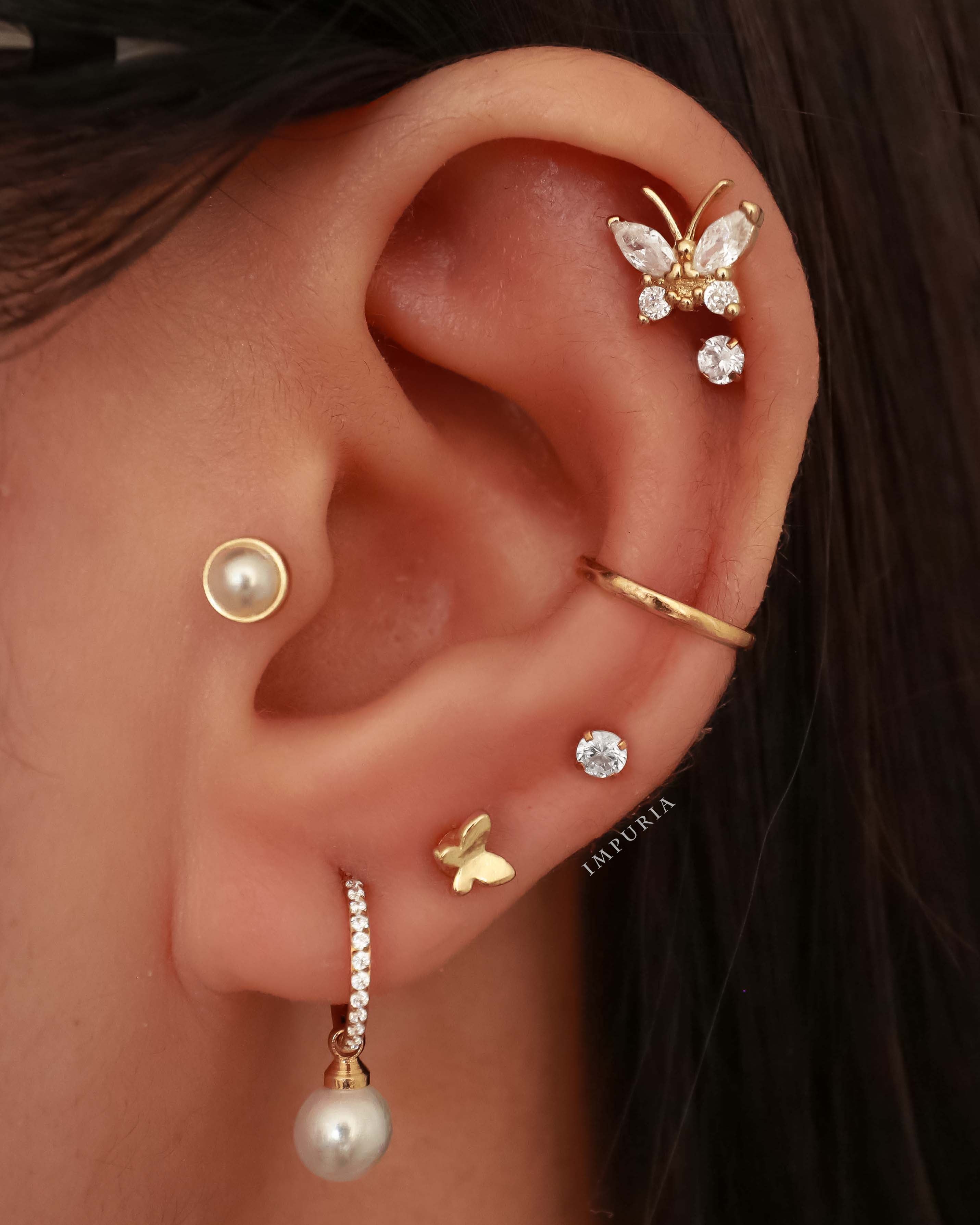 Eternity Crystal 14K Gold Ear Piercing Stud
