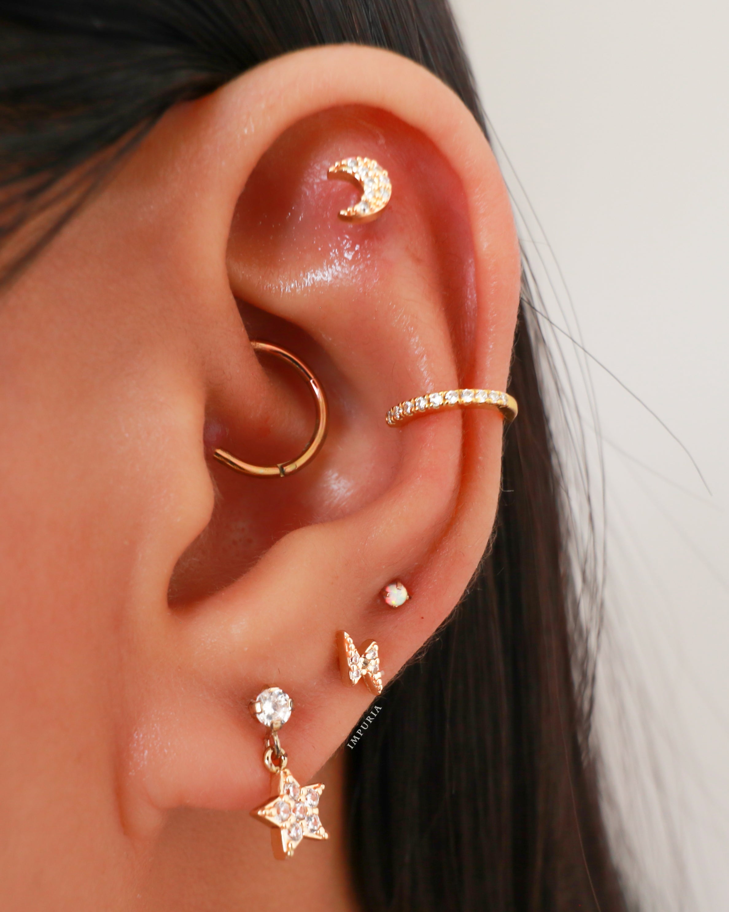 Serena Crystal Moon Ear Piercing Earring Stud