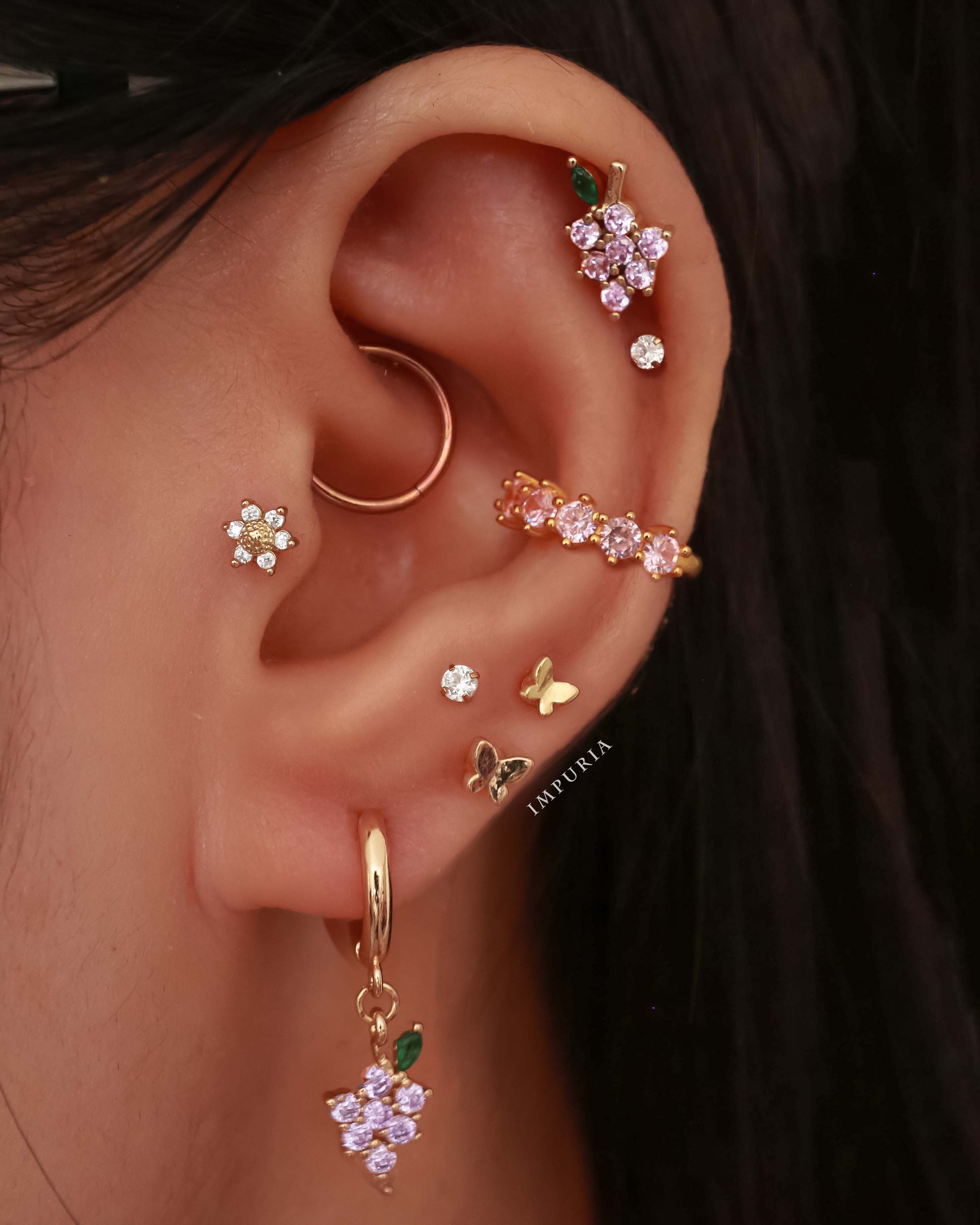 Sparkle Crystal Threaded Prong Ear Piercing Earring Stud Set