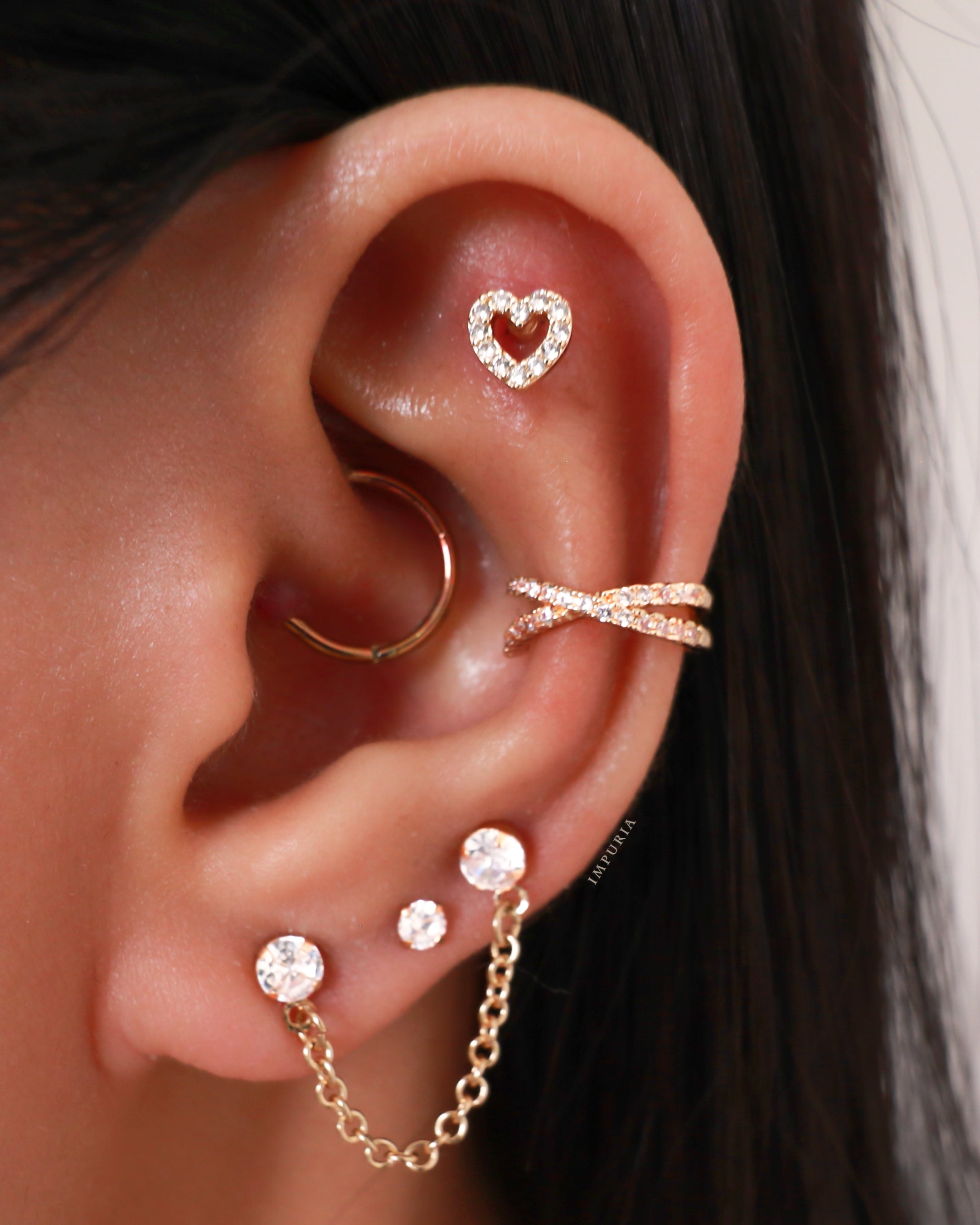 Olivia Crystal Pave Criss Cross X Ear Cuff Earring Set