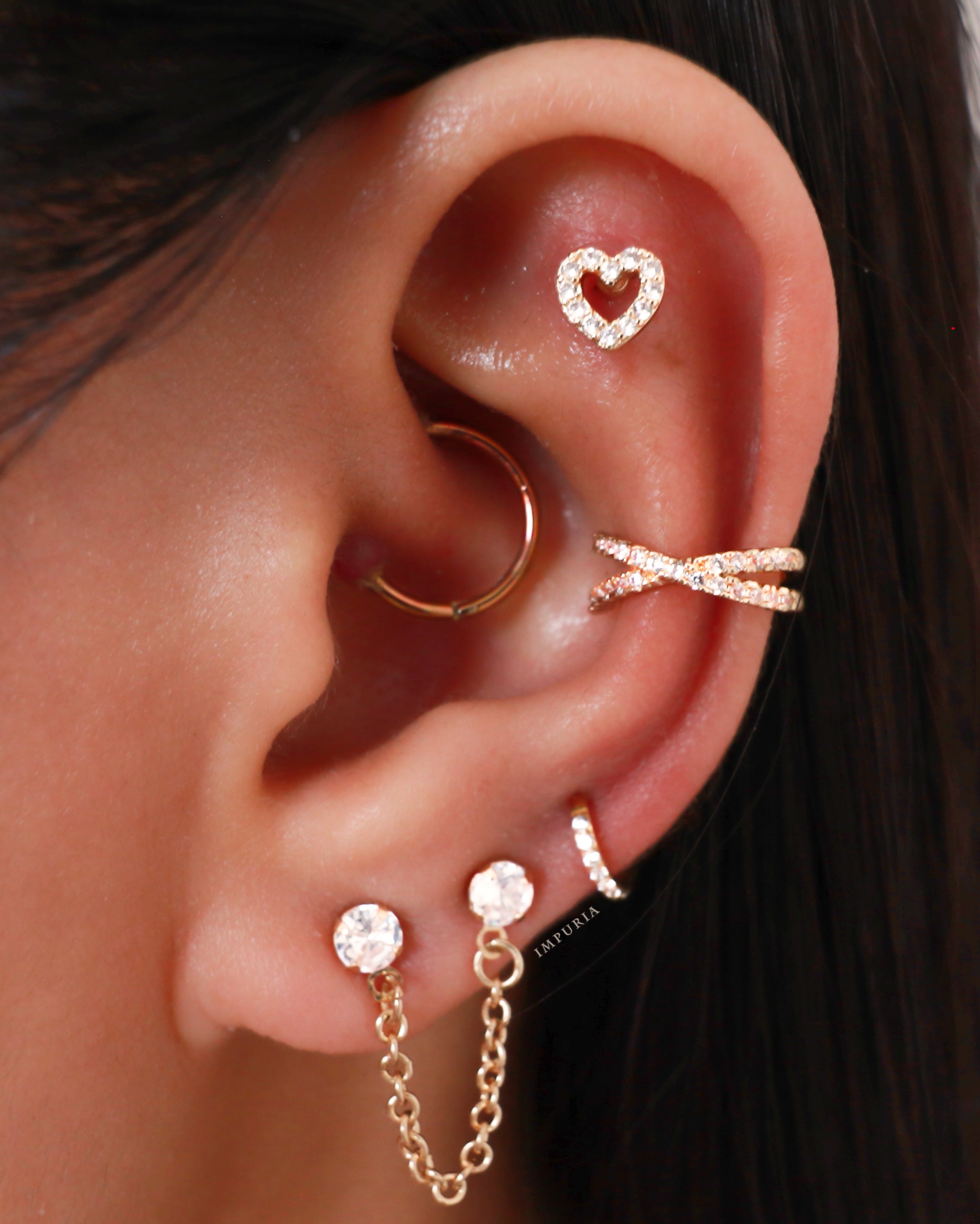Amor Heart Ear Piercing Stud
