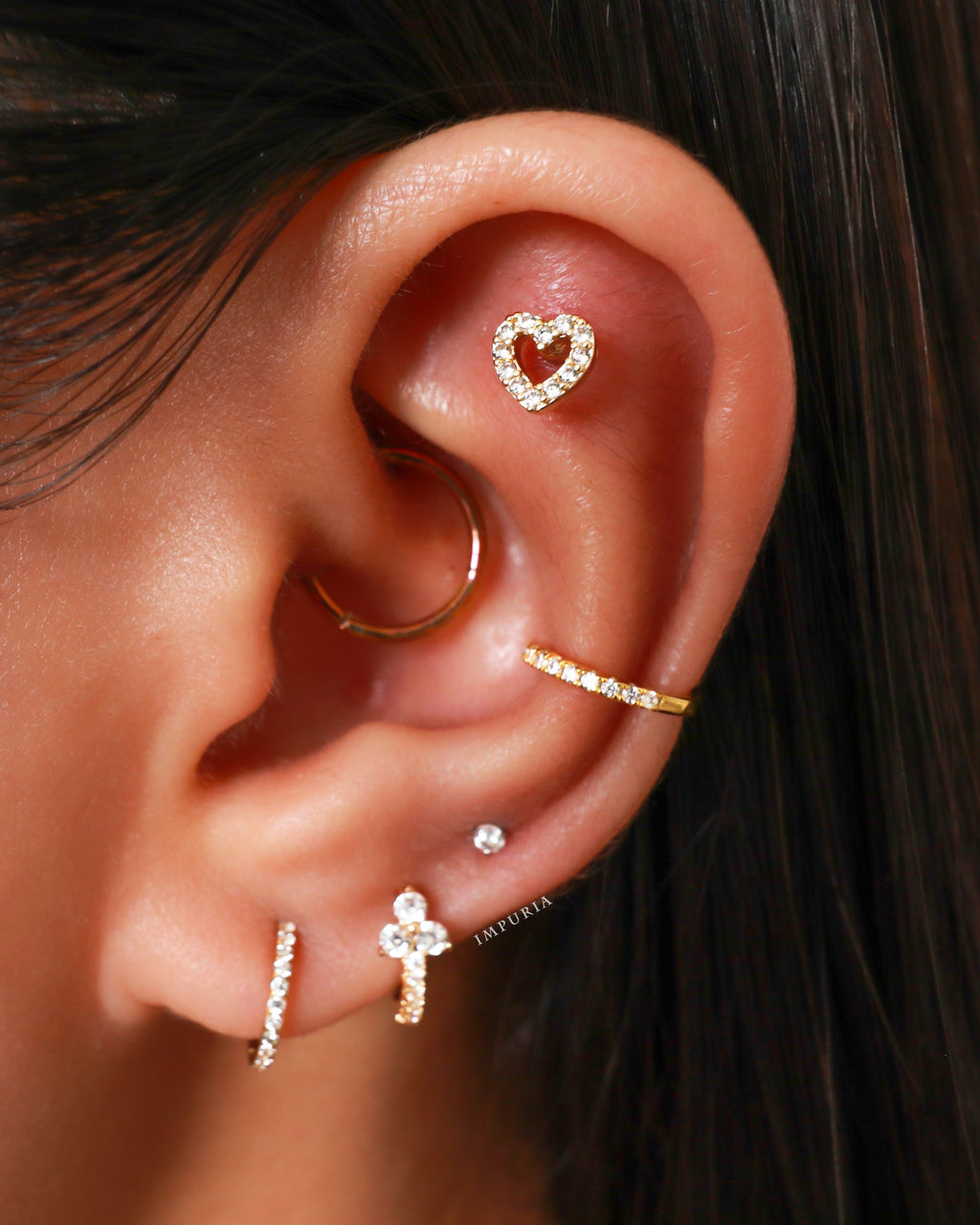 Amor Heart Ear Piercing Stud