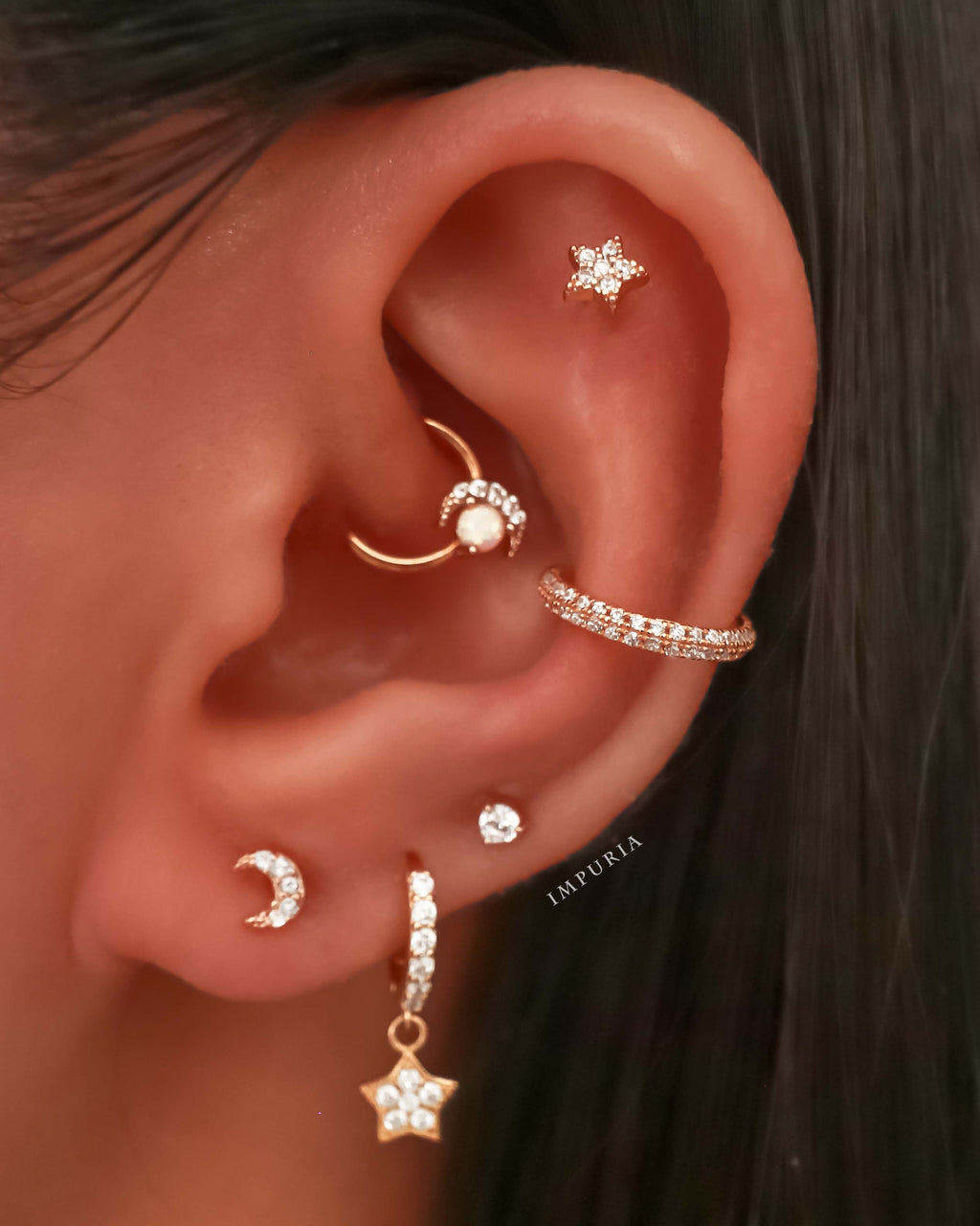 Sirius Crystal Star Ear Piercing Earring Stud Set