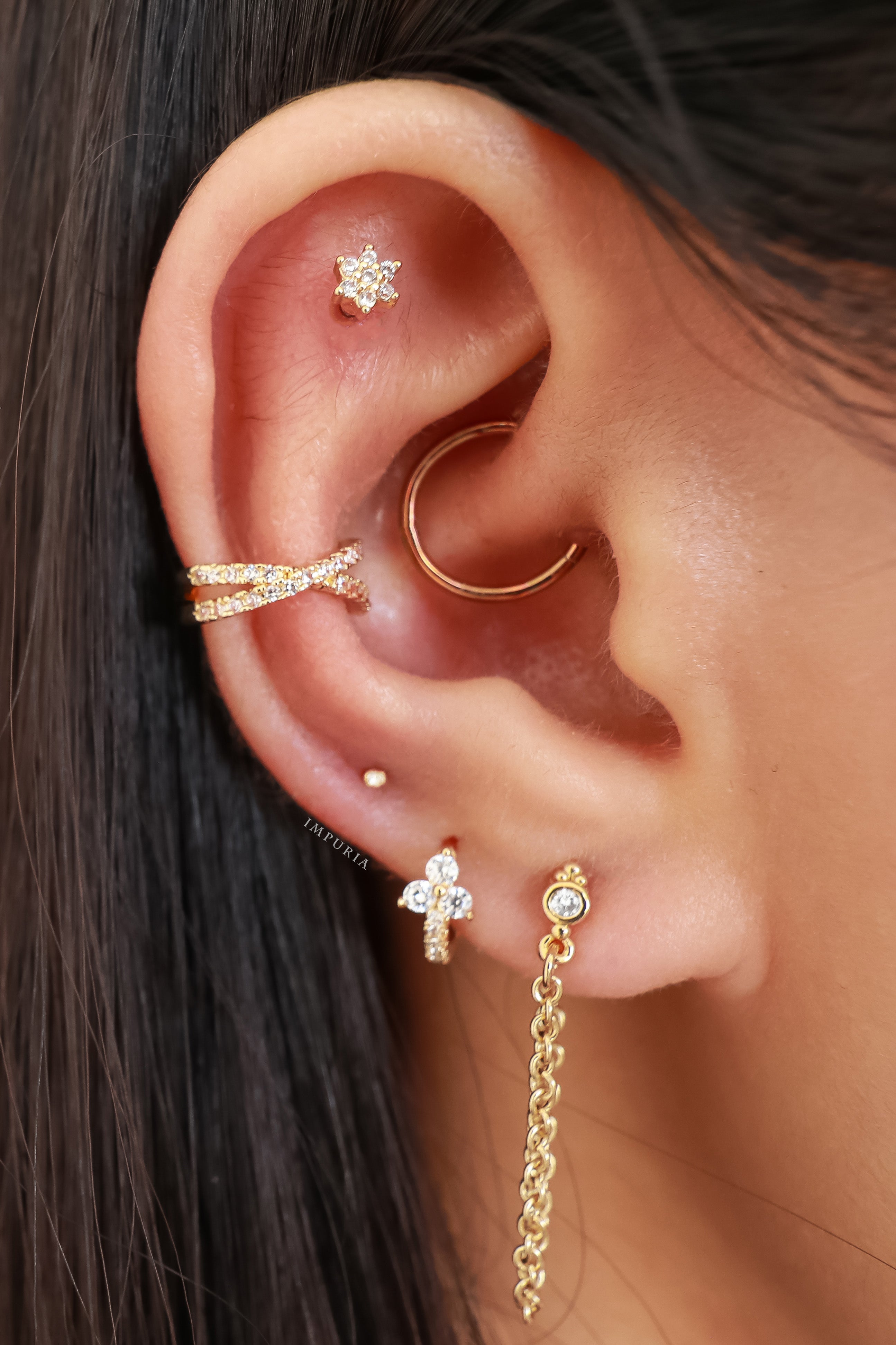 Olivia Crystal Pave Criss Cross X Ear Cuff Earring Set