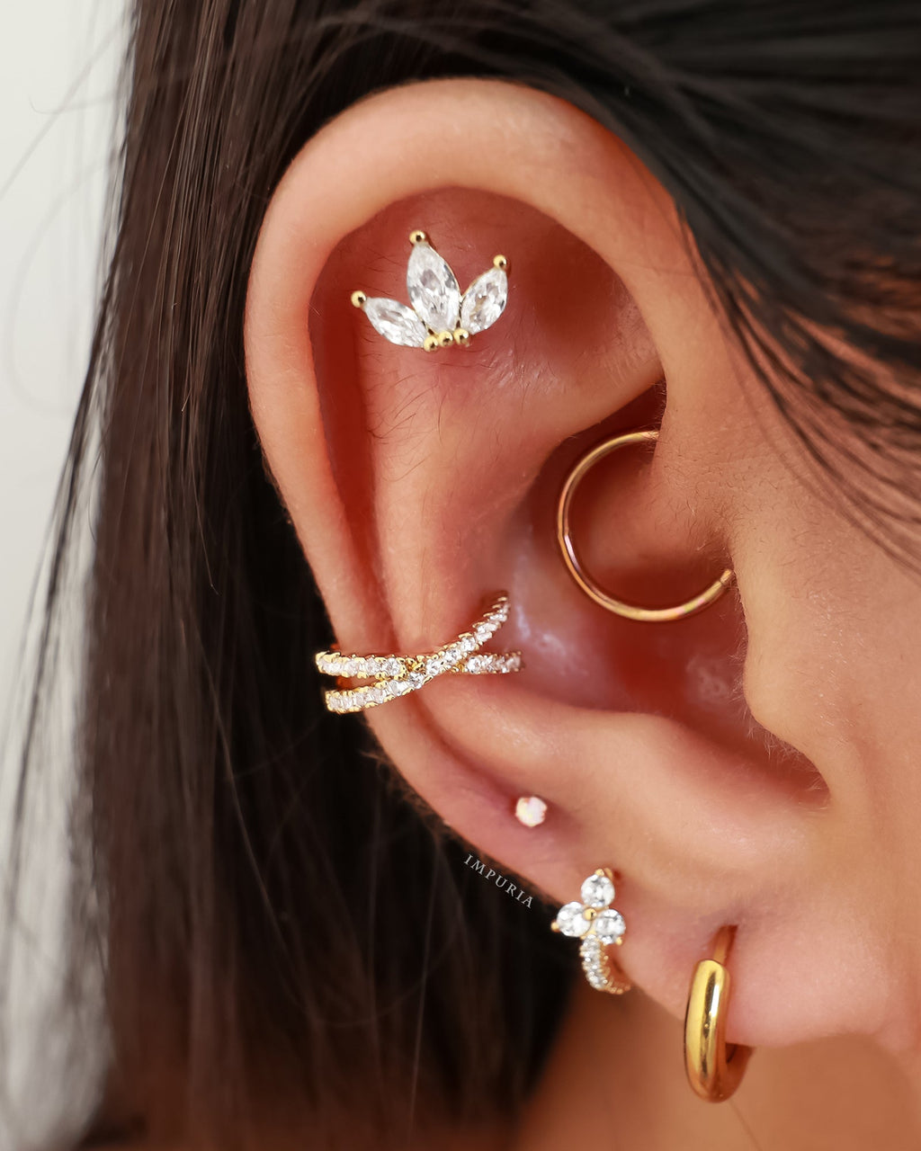 Olivia Crystal Pave Criss Cross X Ear Cuff Earring Set