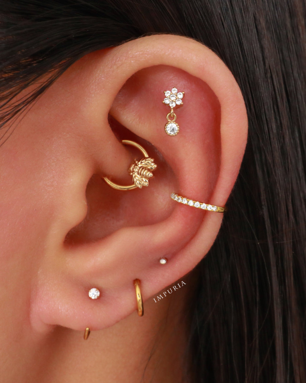 Honey Bumble Bee Ear Piercing Ring Hoop Clicker