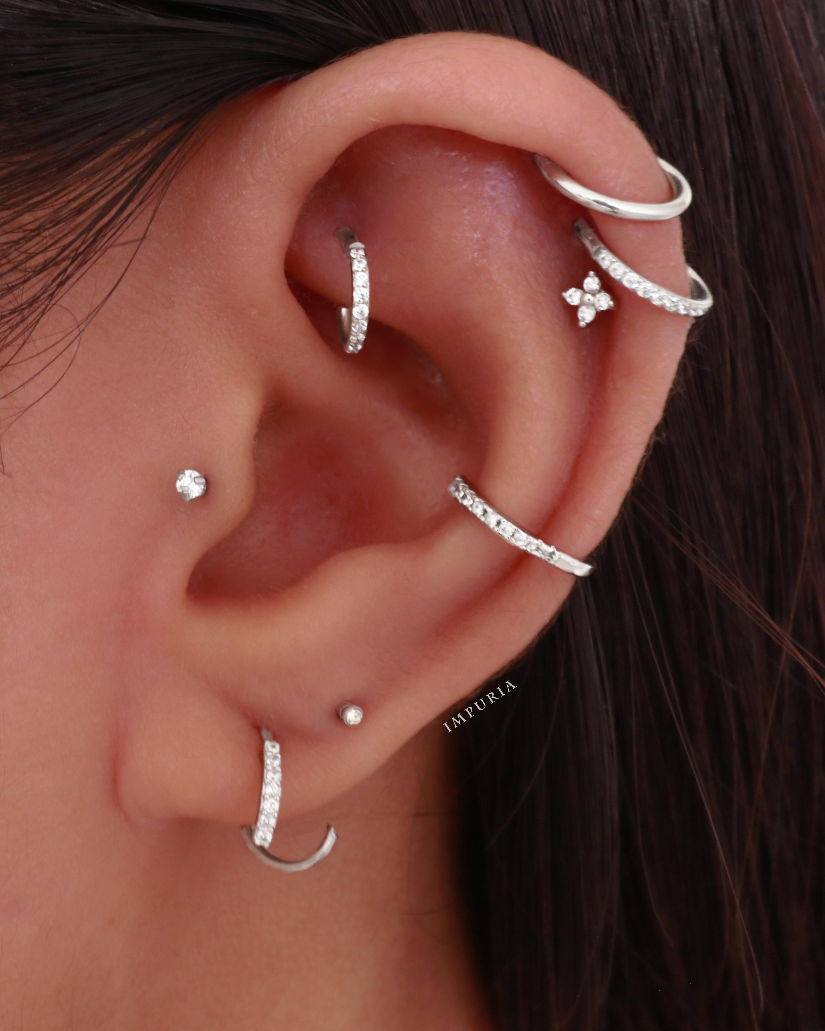 June Minimalist Crystal Spiral Hoop Earrings