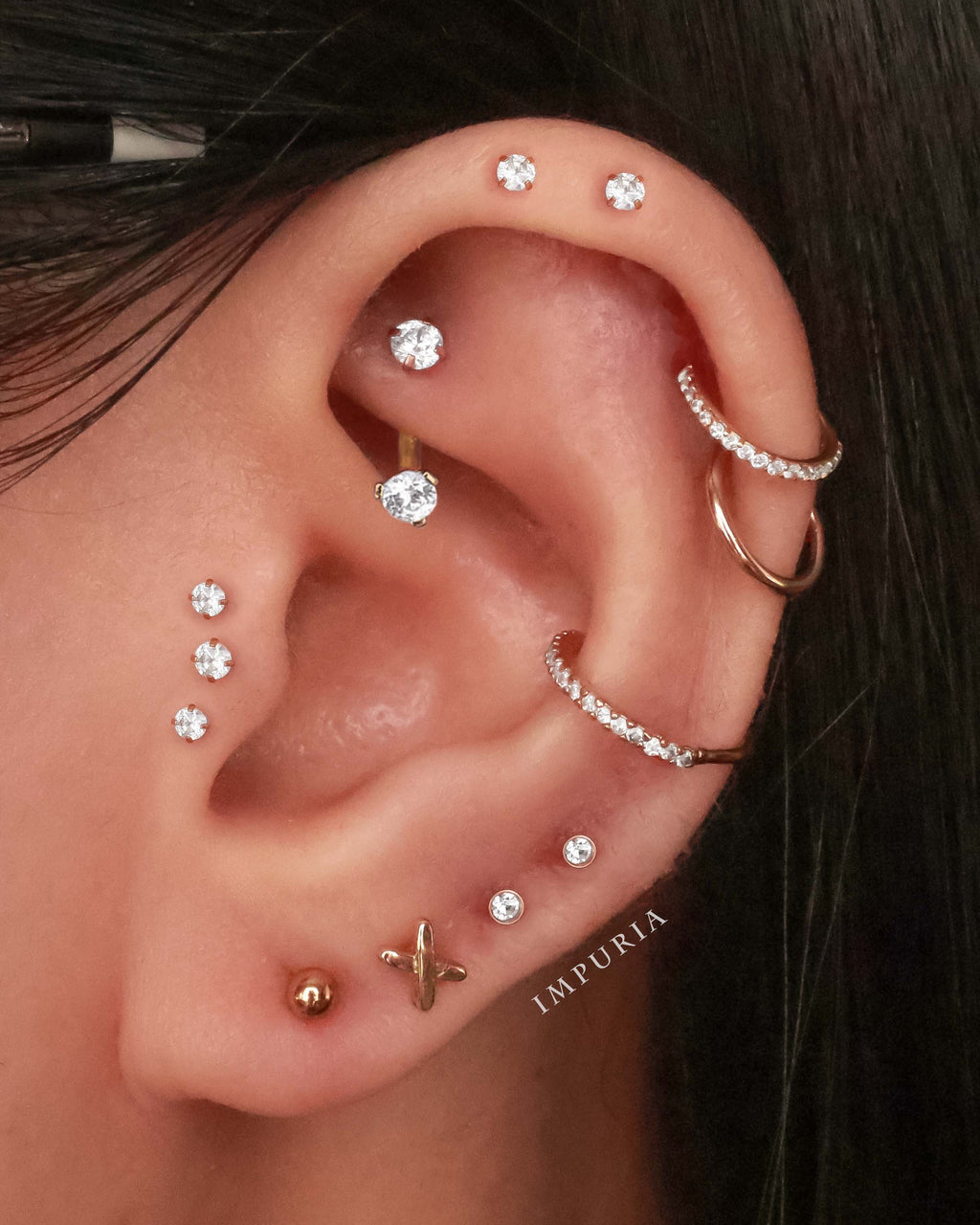 Sparkle Crystal Threaded Prong Ear Piercing Earring Stud Set