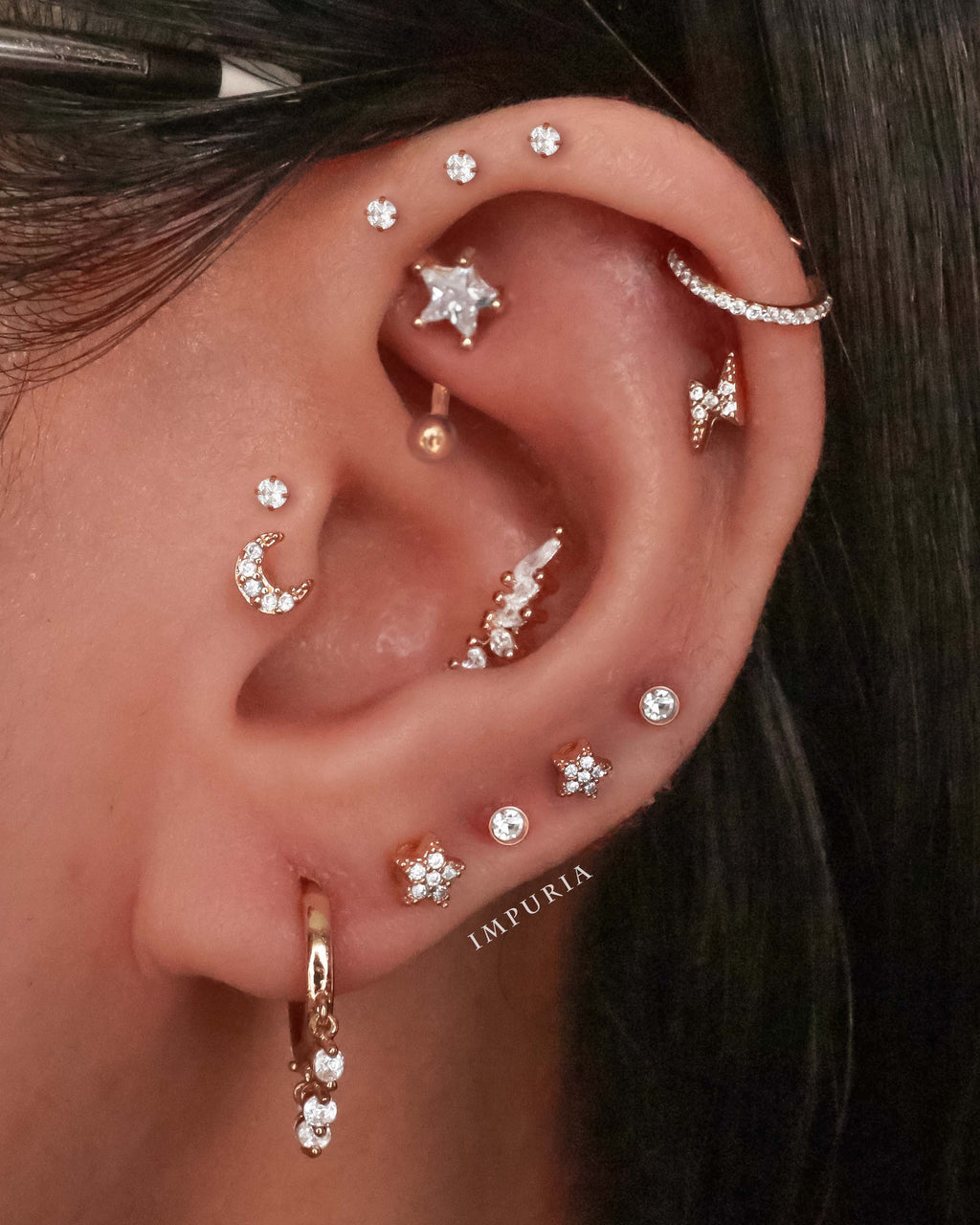 Sparkle Crystal Threaded Prong Ear Piercing Earring Stud Set