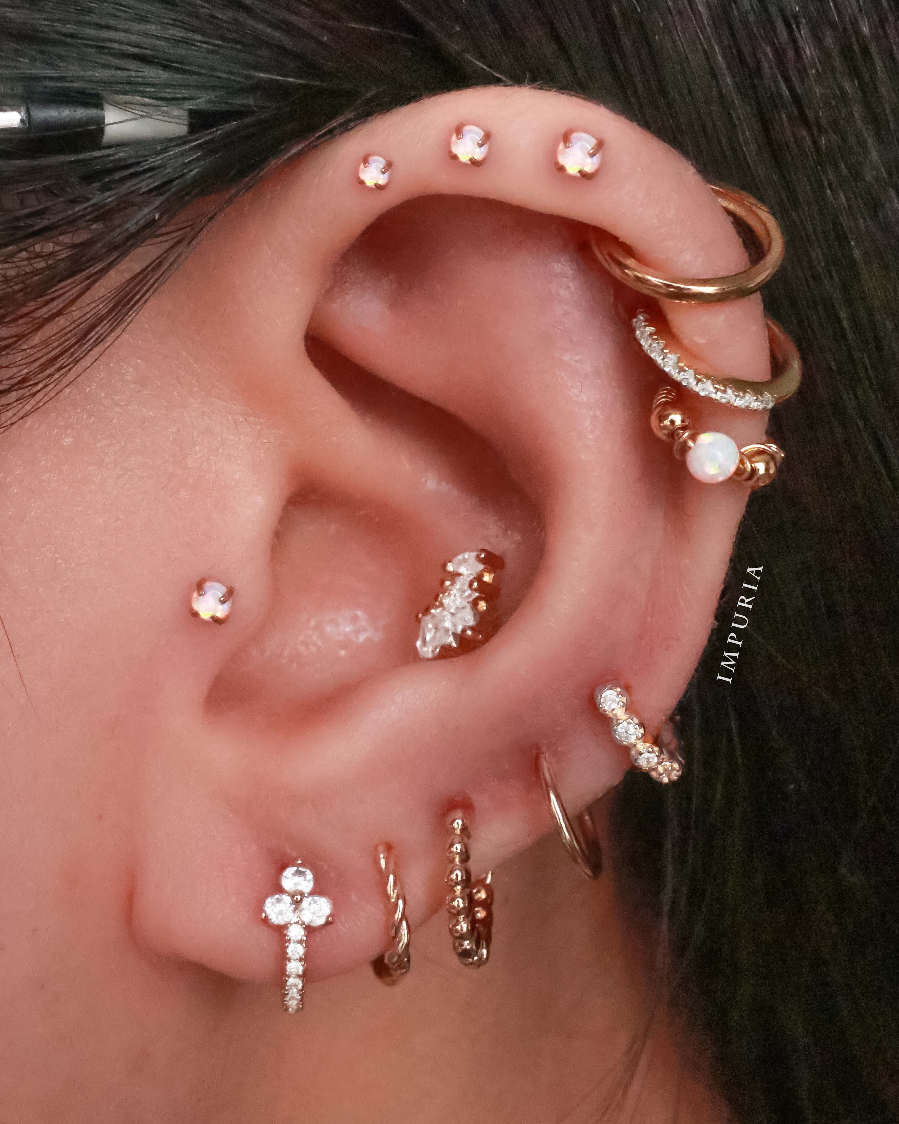 Glitter Crystal Pave Eternity Hinged Segment Hoop Ring Clicker