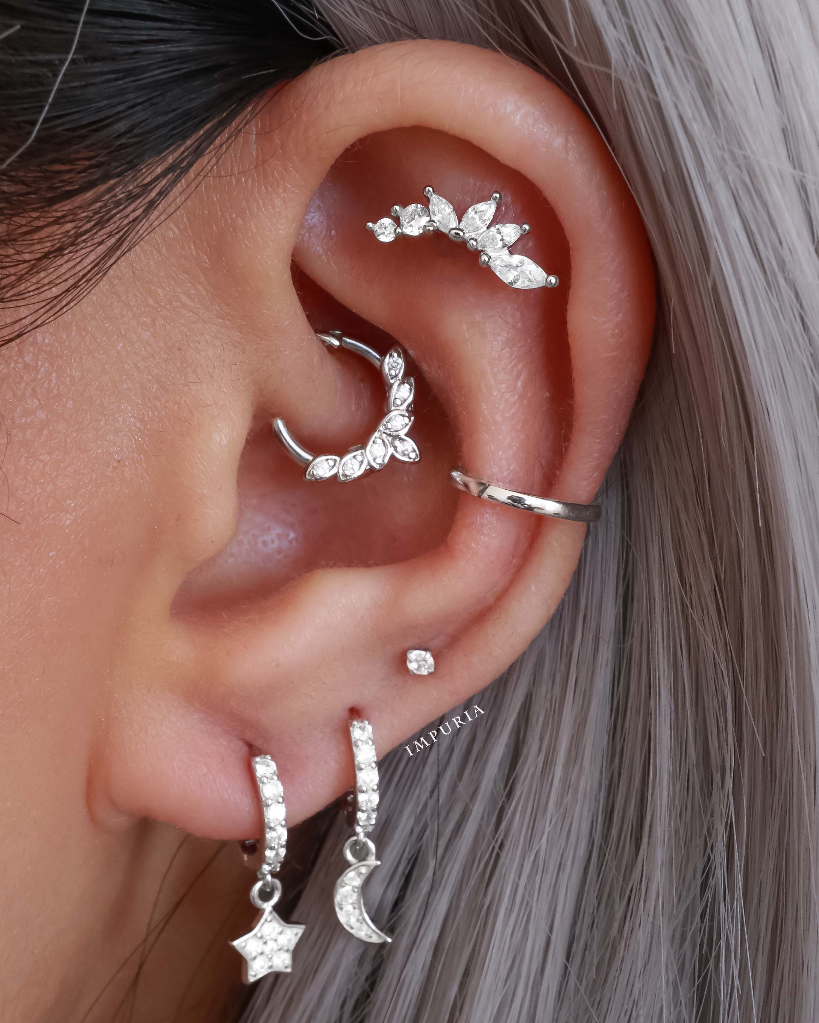 Dynasty Marquise Cluster Ear Piercing Earring Stud