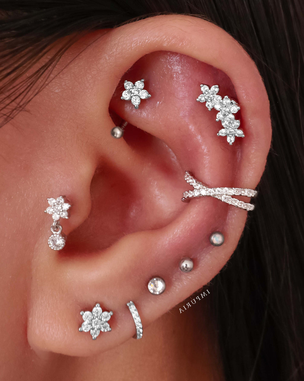 Kalina Flower Dangle Drop Ear Piercing Stud