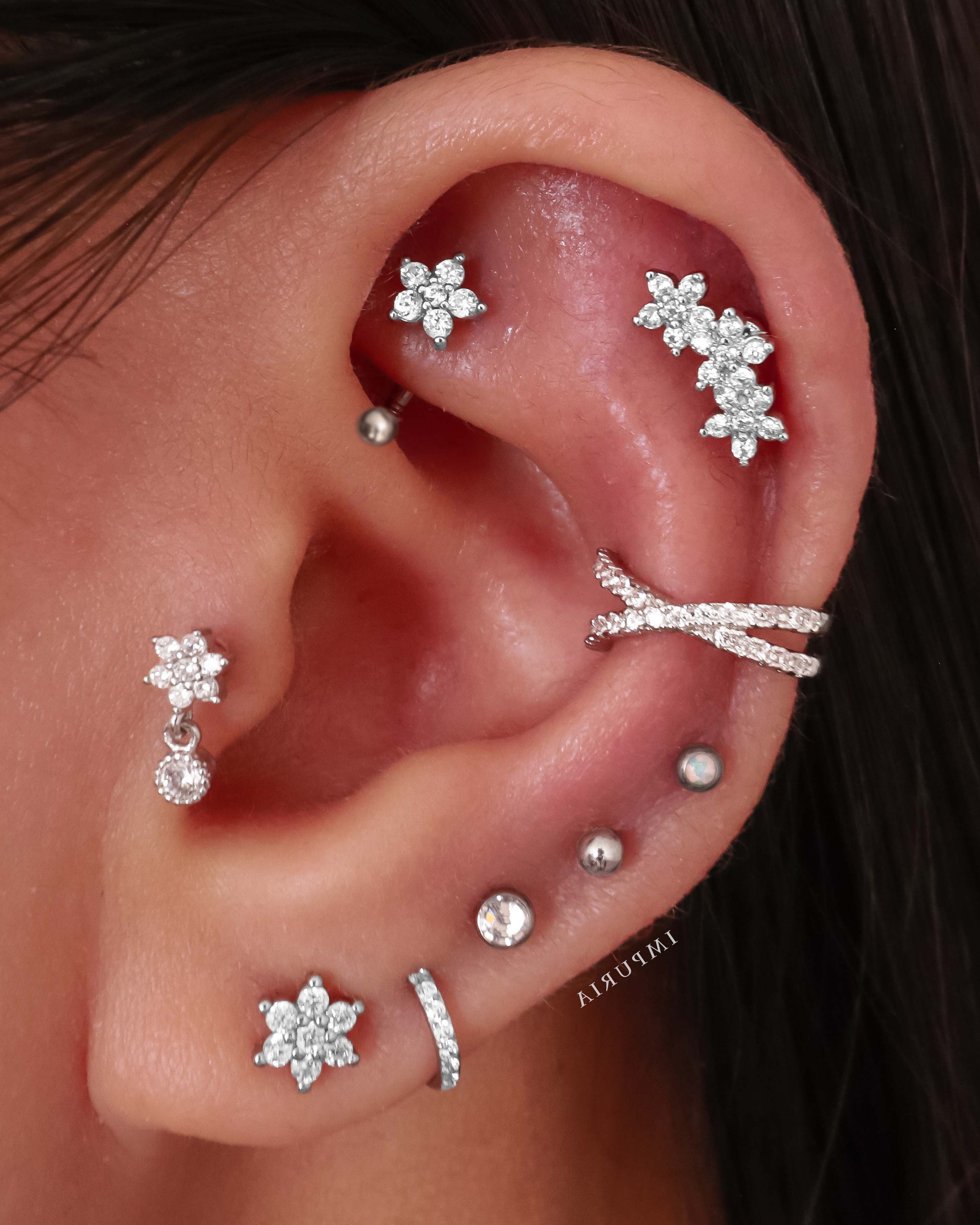 Kalina Flower Dangle Drop Ear Piercing Stud