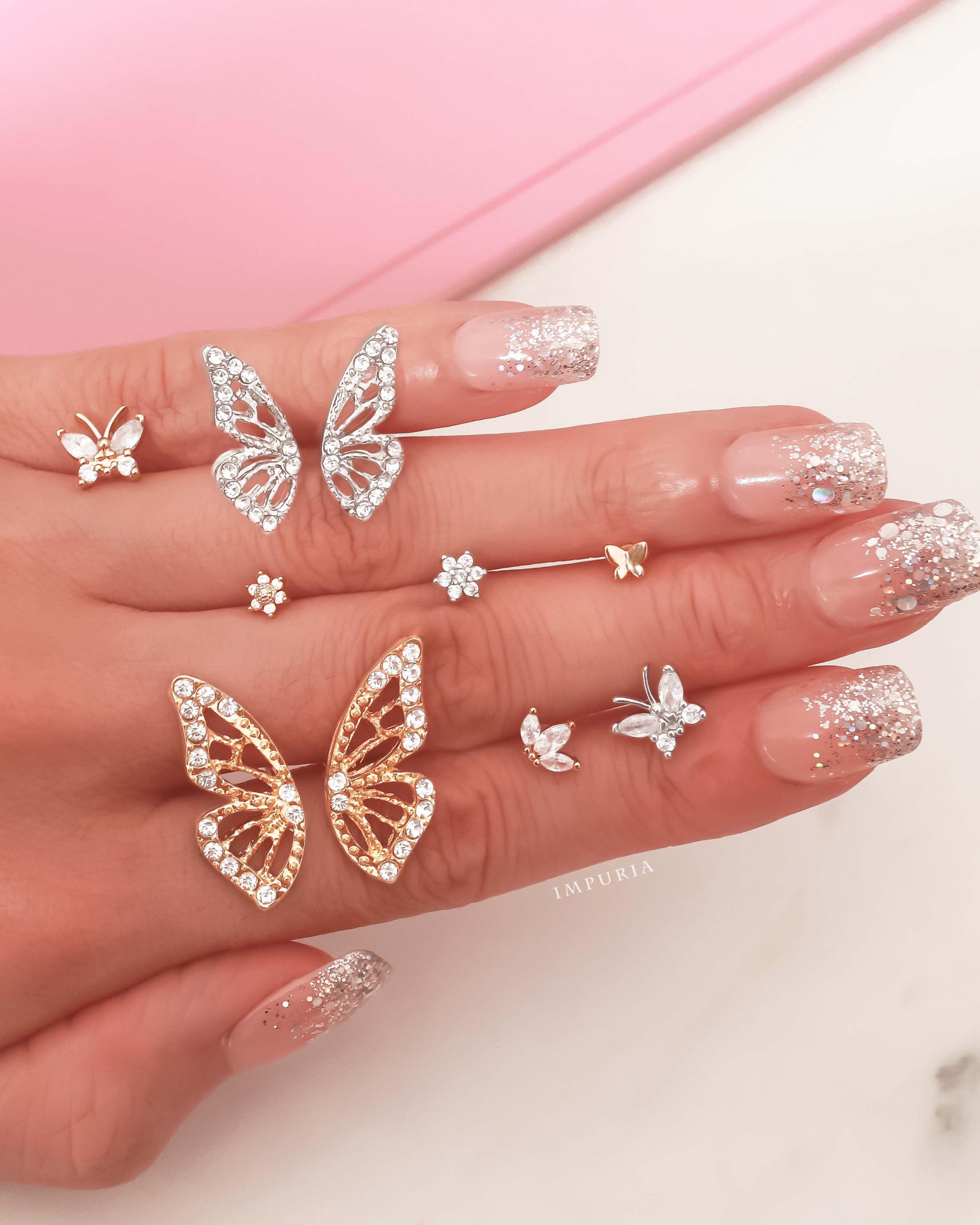 Flutter Butterfly Wings Double Stud Earrings