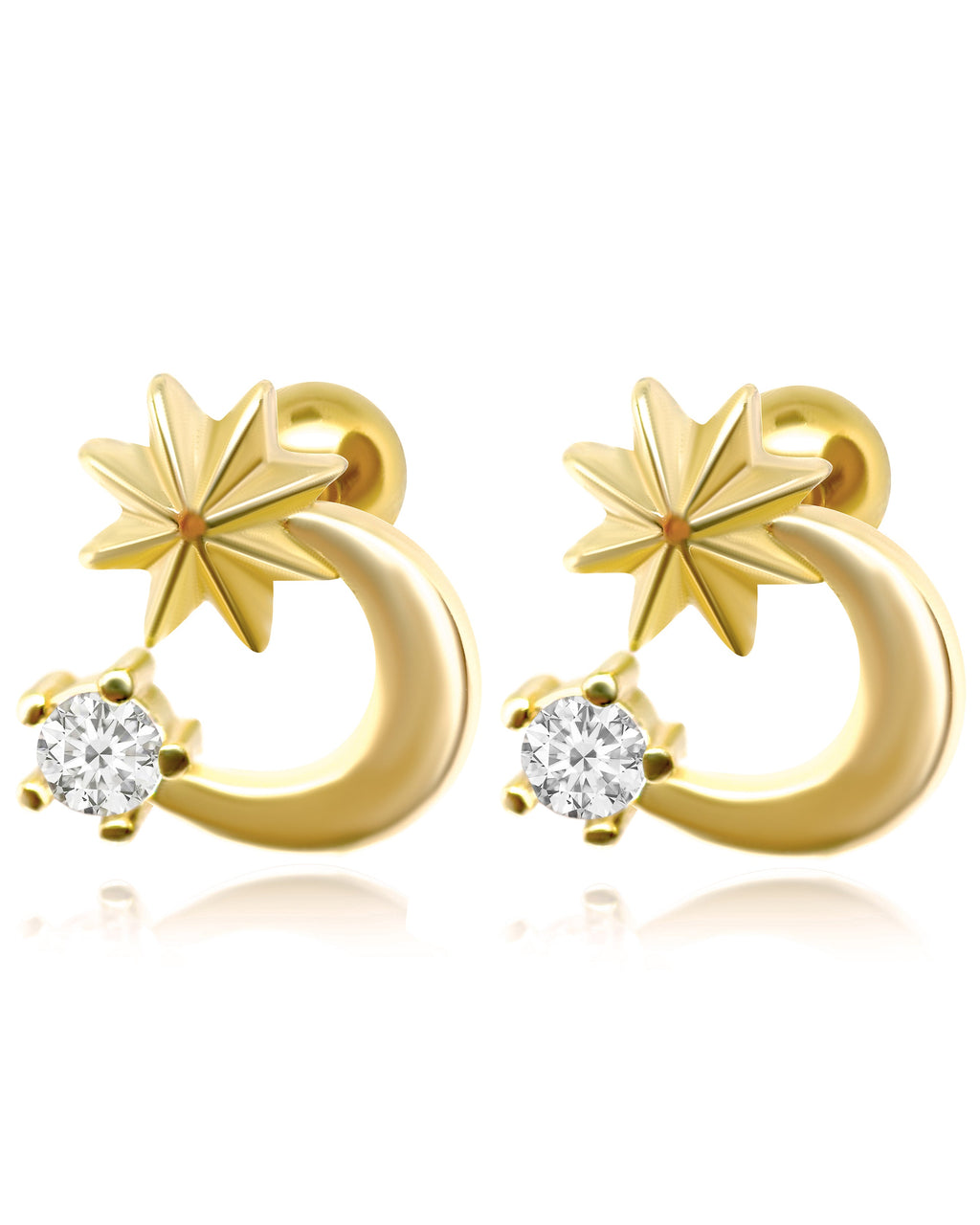 Comet Celestial Crystal Moon Star Ear Piercing Earring Stud Set