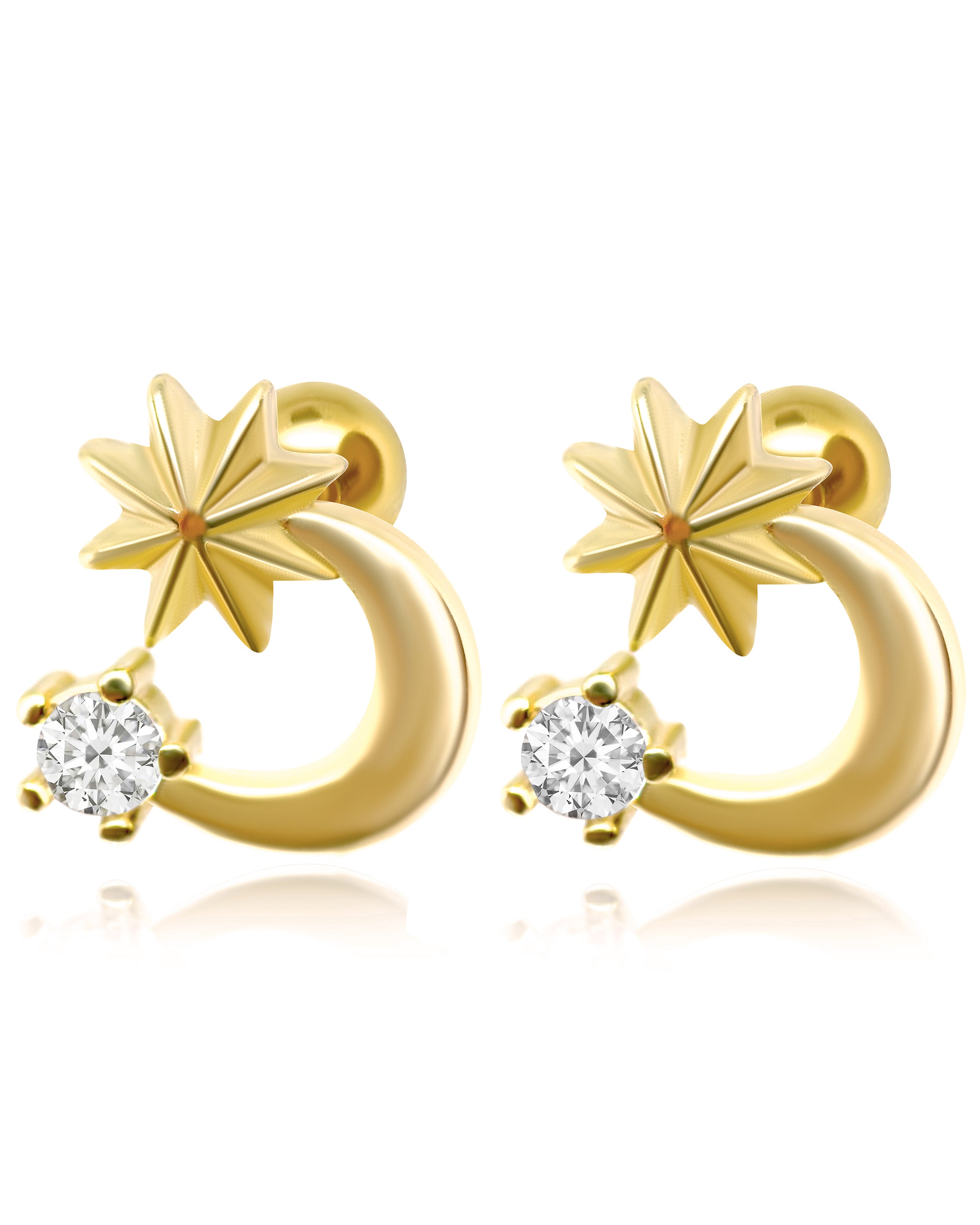 Comet Celestial Crystal Moon Star Ear Piercing Earring Stud Set