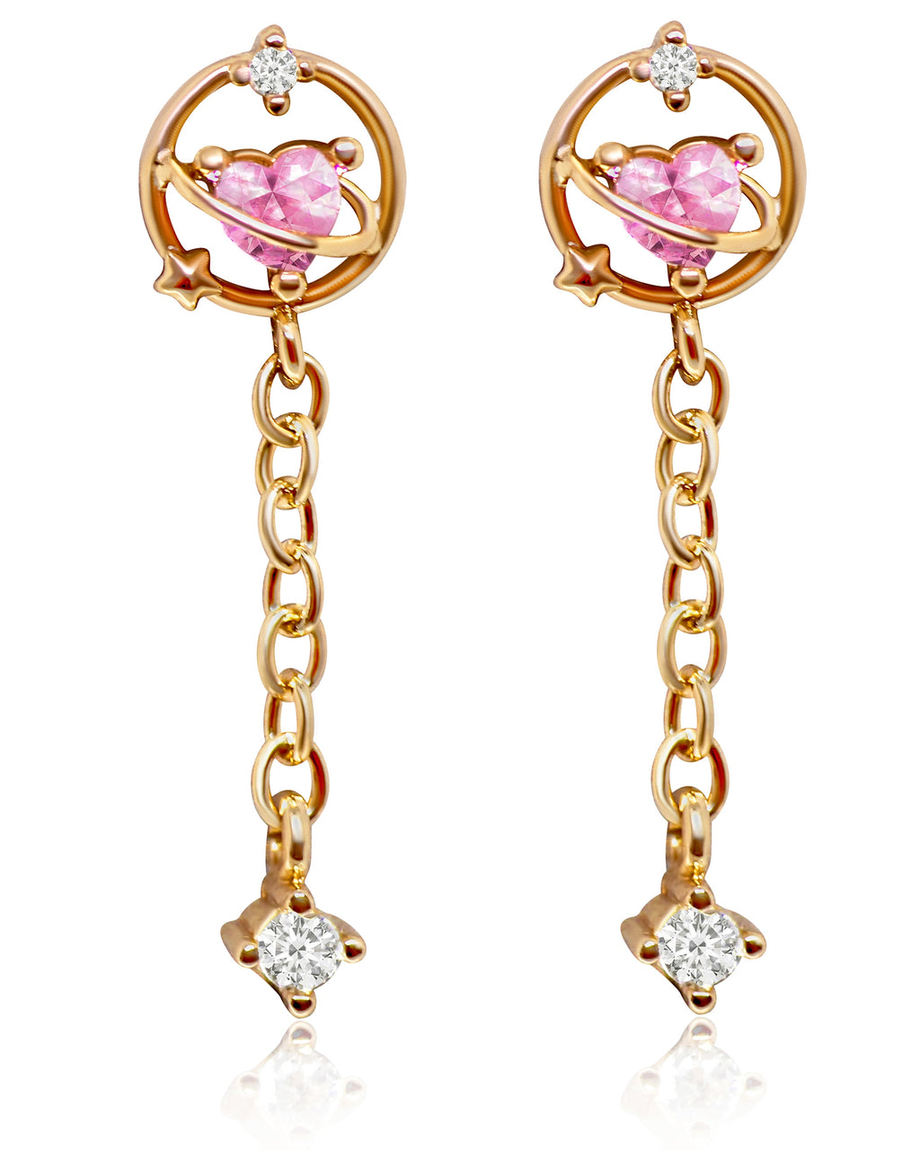 Angel Hearts & Celestial Crystal Drop Ear Piercing Earring Stud Set