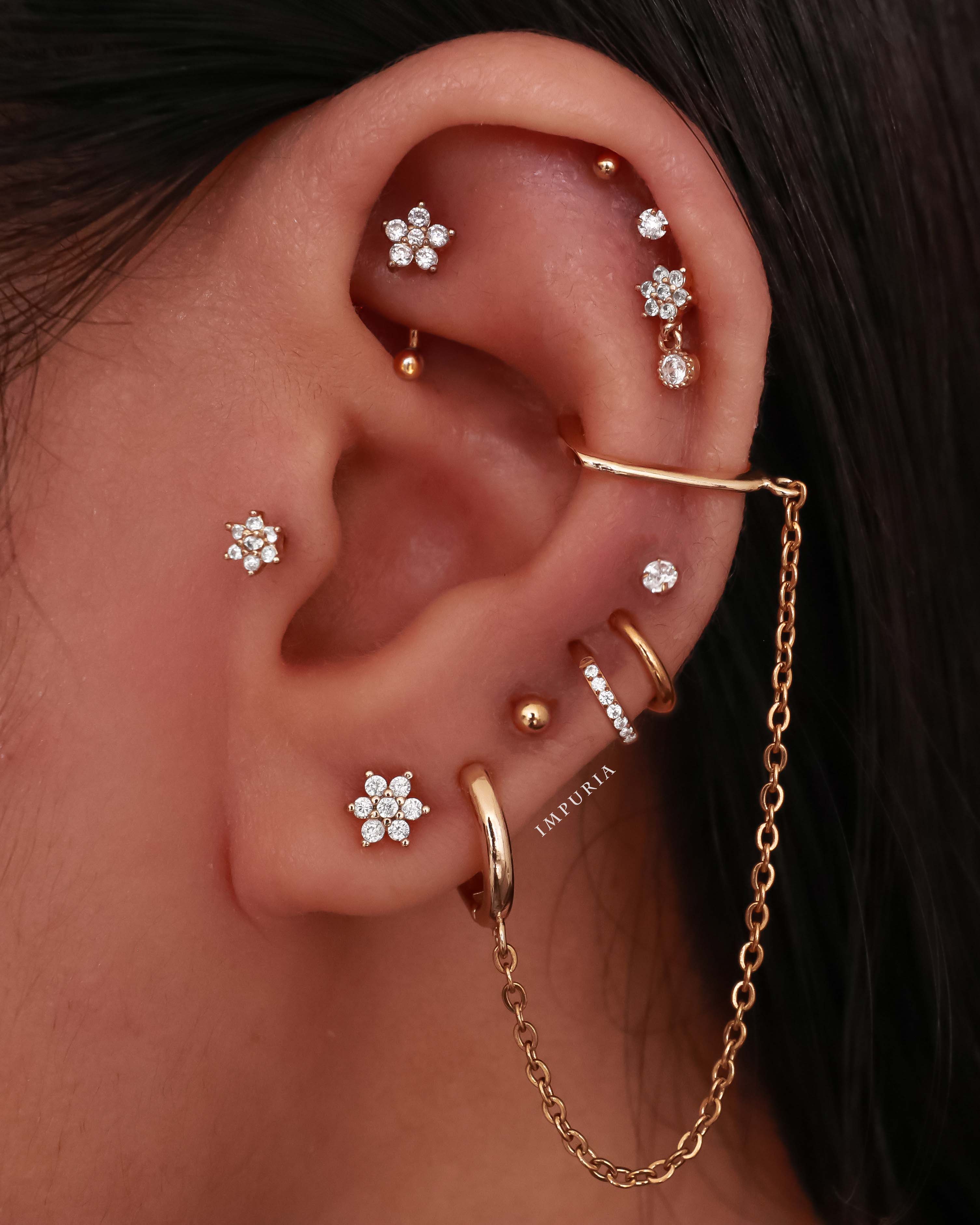 Joy Chain Ear Cuff Polished Hoop Huggie Earrings