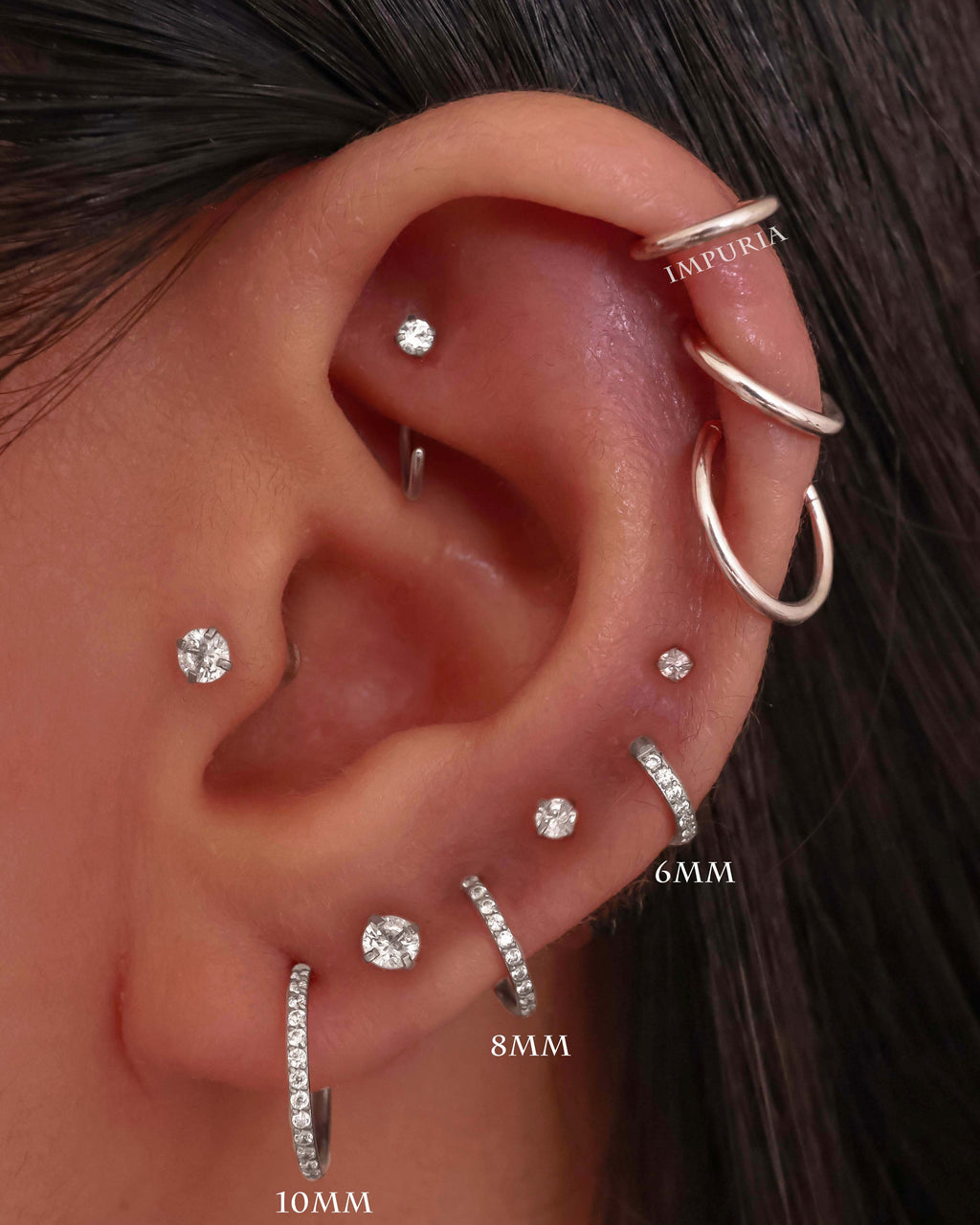 Glitter Crystal Pave Eternity Hinged Segment Hoop Ring Clicker