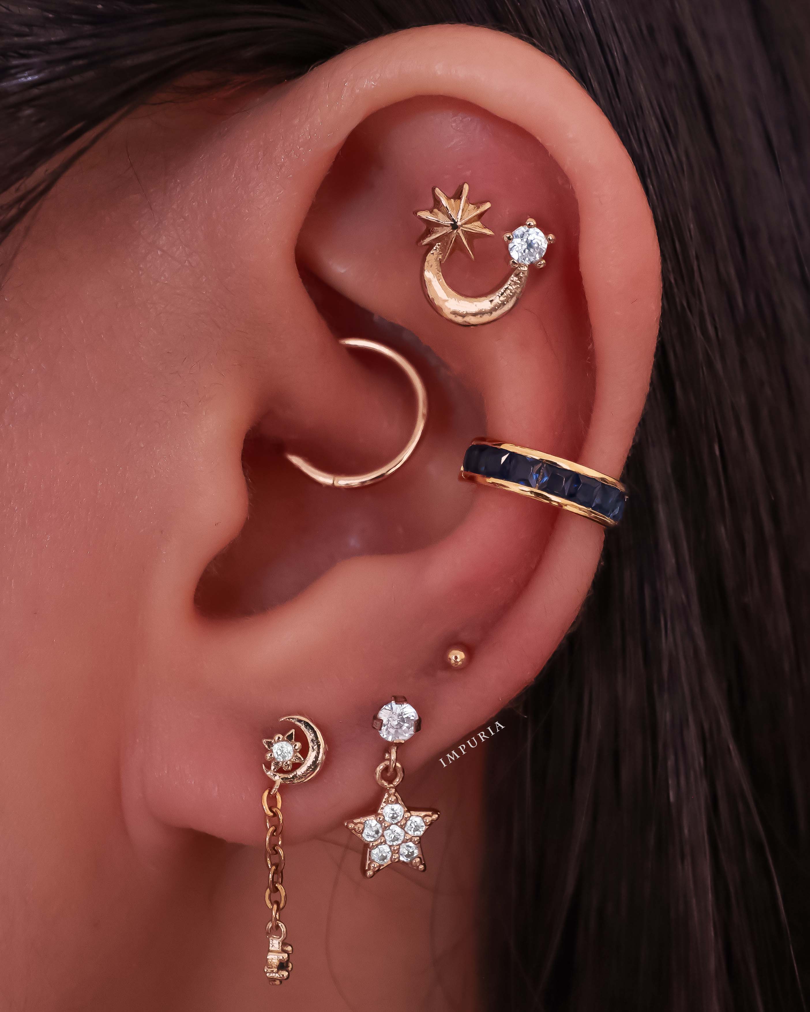 Eternity Crystal 14K Gold Ear Piercing Stud