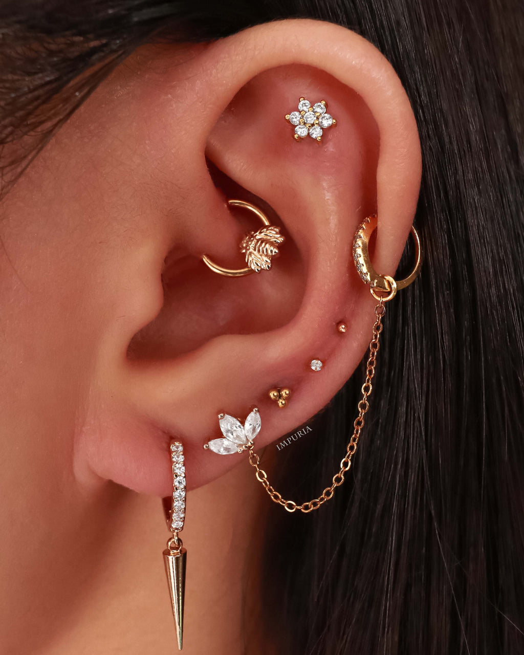 Miki Crystal Flower Ear Piercing Earring Stud Set