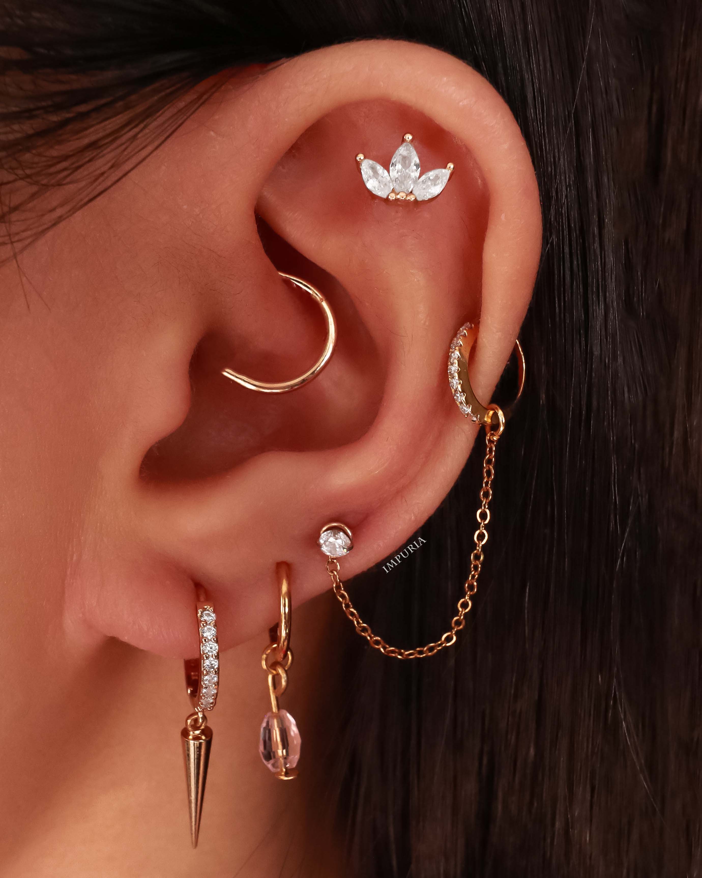 Sparkle Crystal Threaded Prong Ear Piercing Earring Stud Set