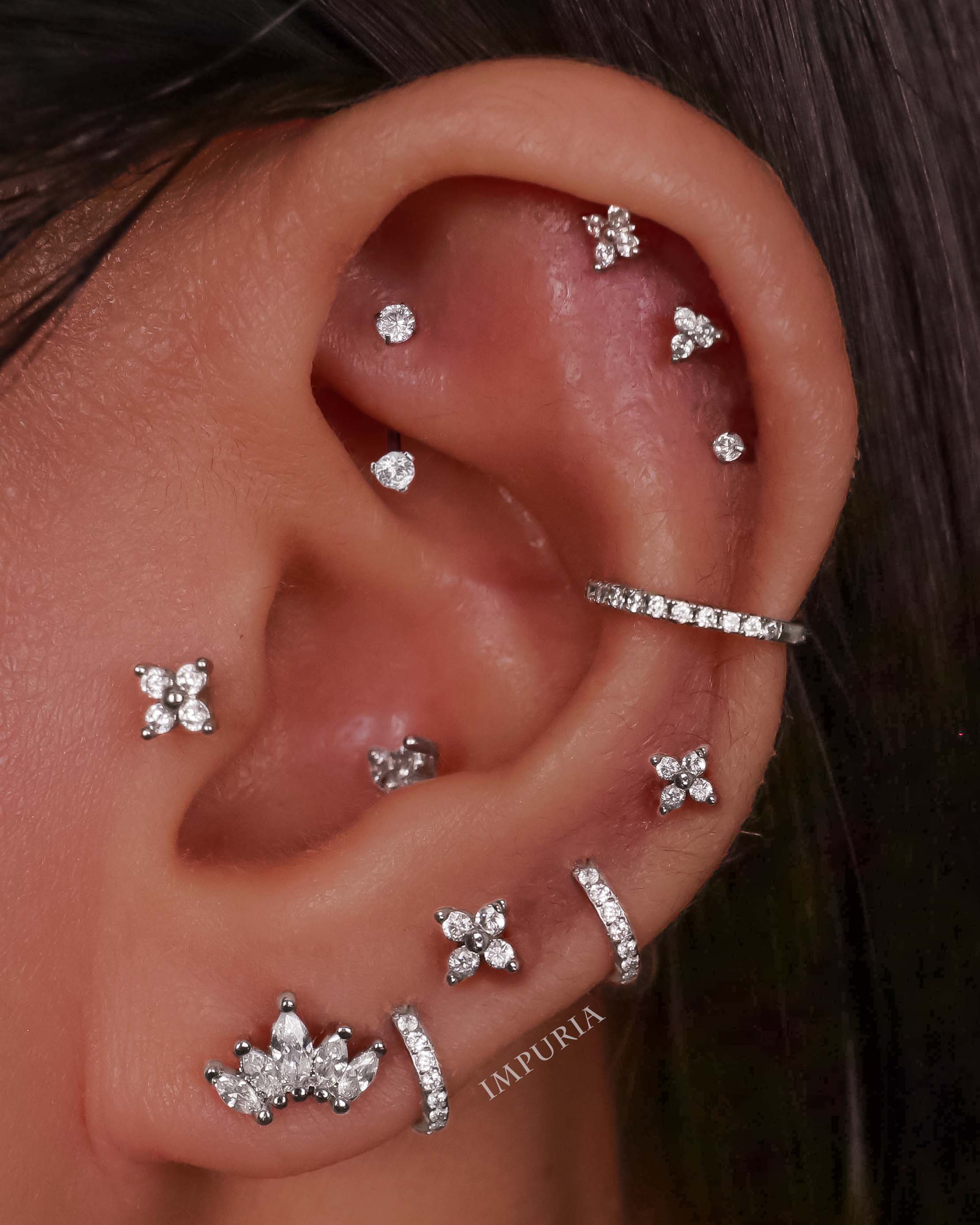 Sparkle Crystal Threaded Prong Ear Piercing Earring Stud Set