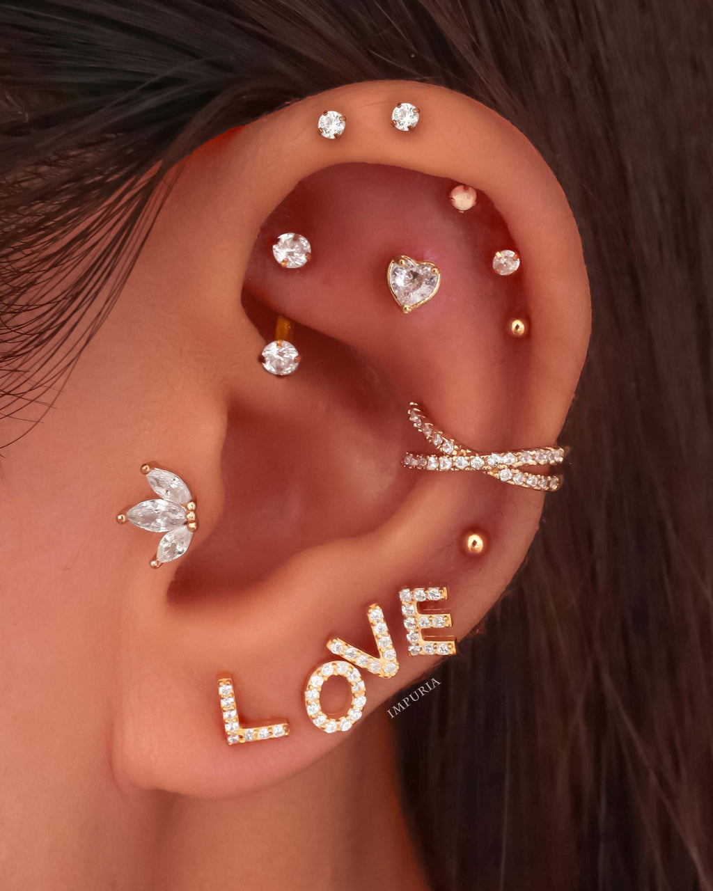 Desire Crystal Heart Ear Piercing Earring Stud
