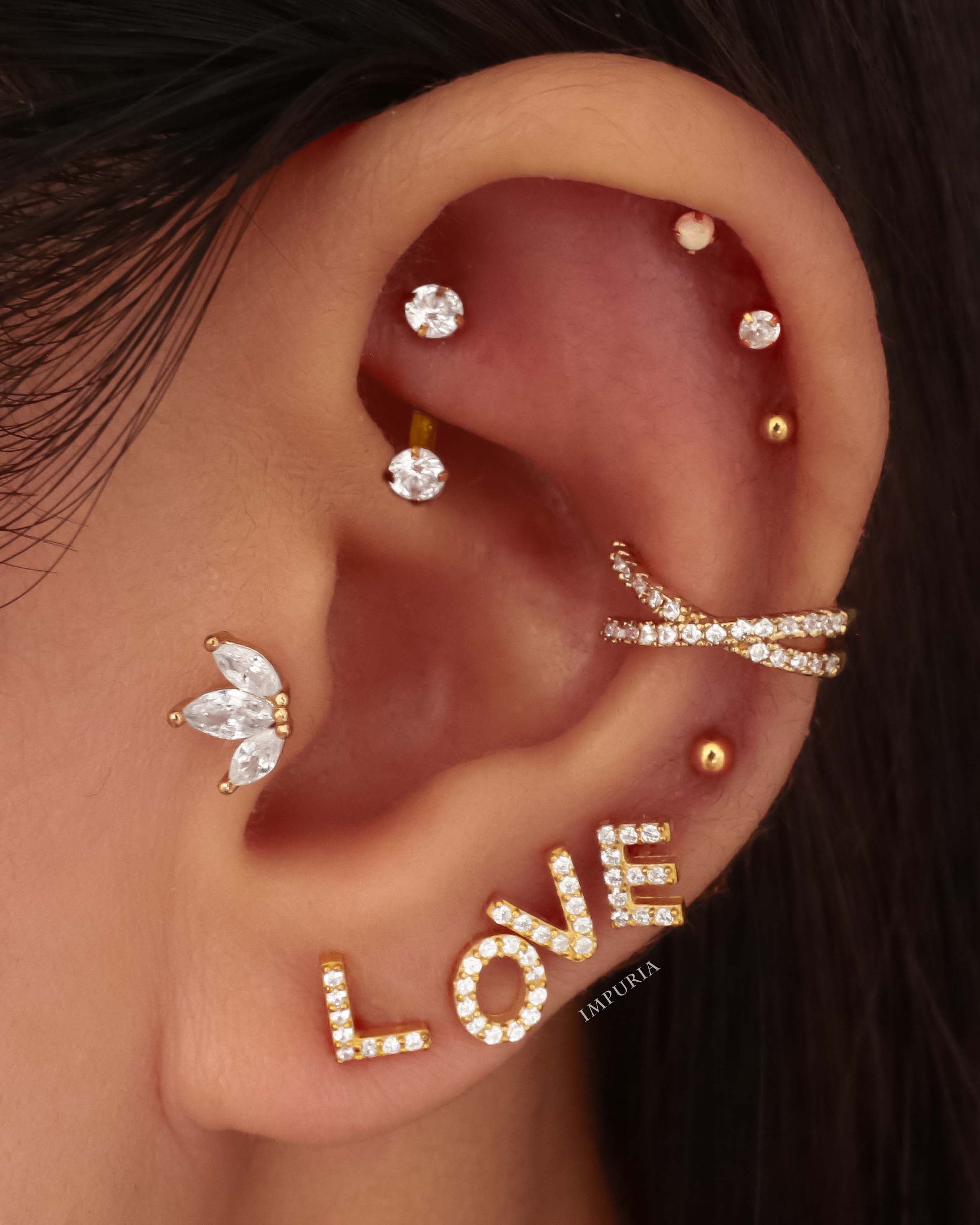 Alma Triple Marquise Cluster Ear Piercing Stud
