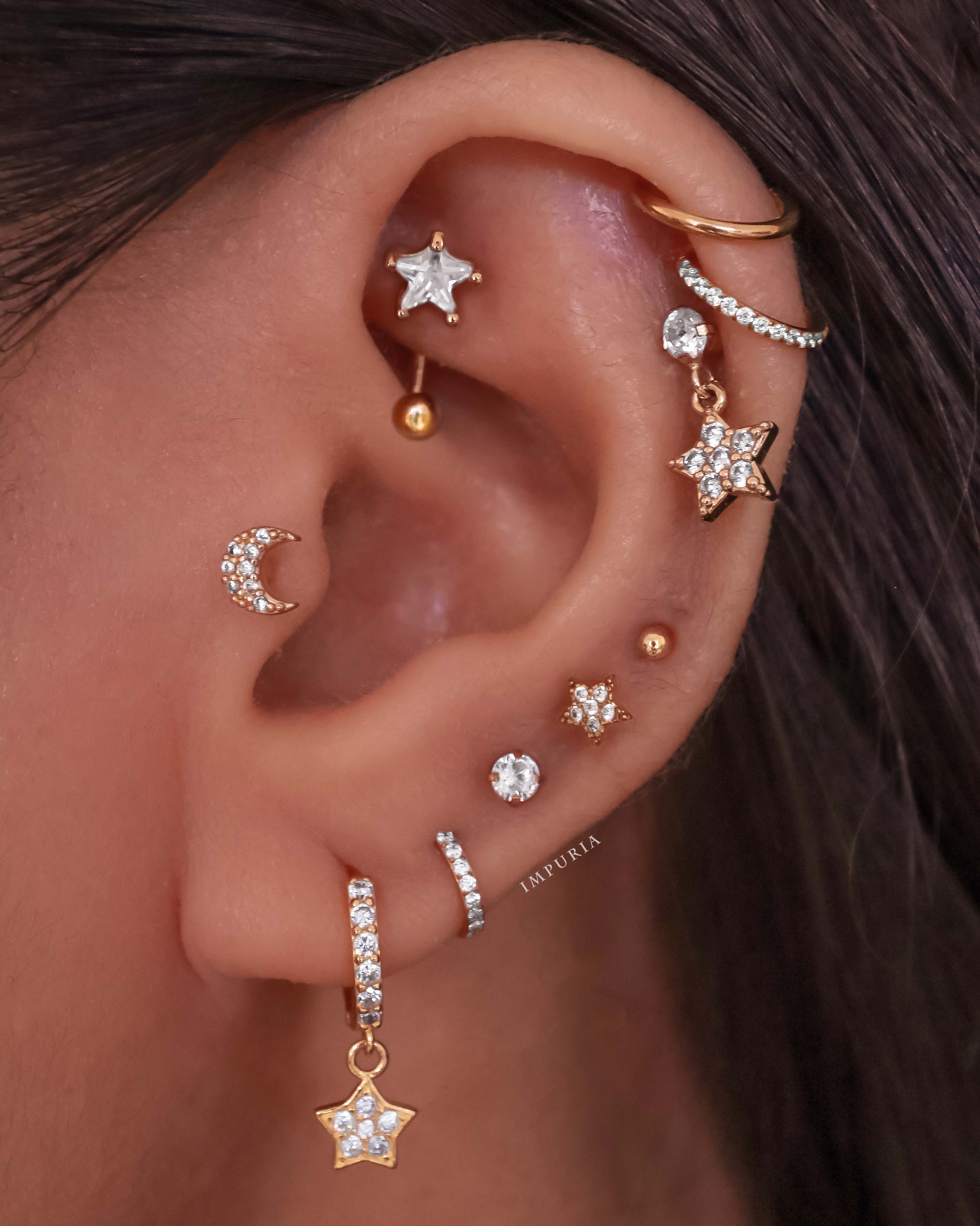 Serena Crystal Moon Ear Piercing Earring Stud