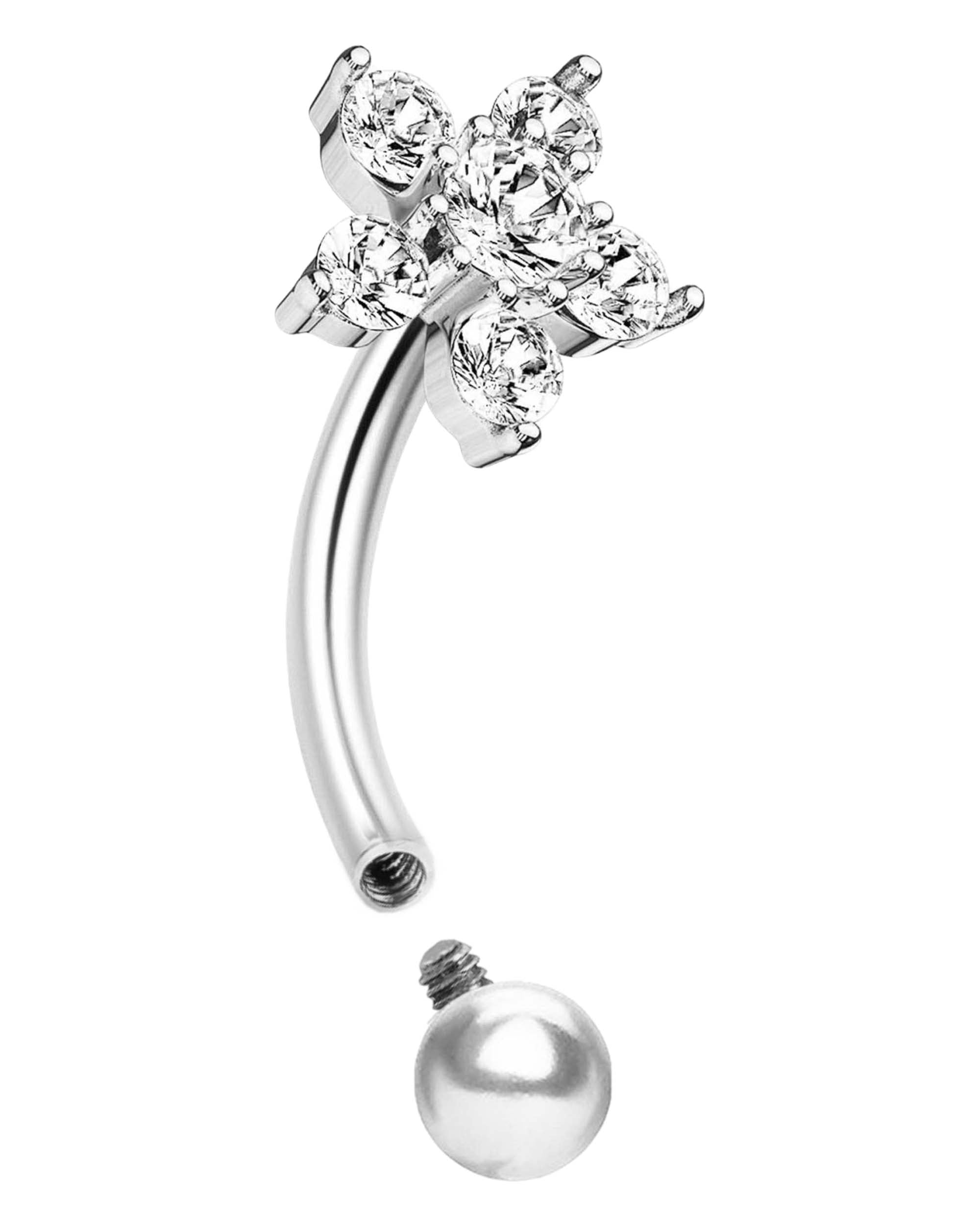 Jasmine Crystal Flower Rook Piercing Jewelry Curved Barbell