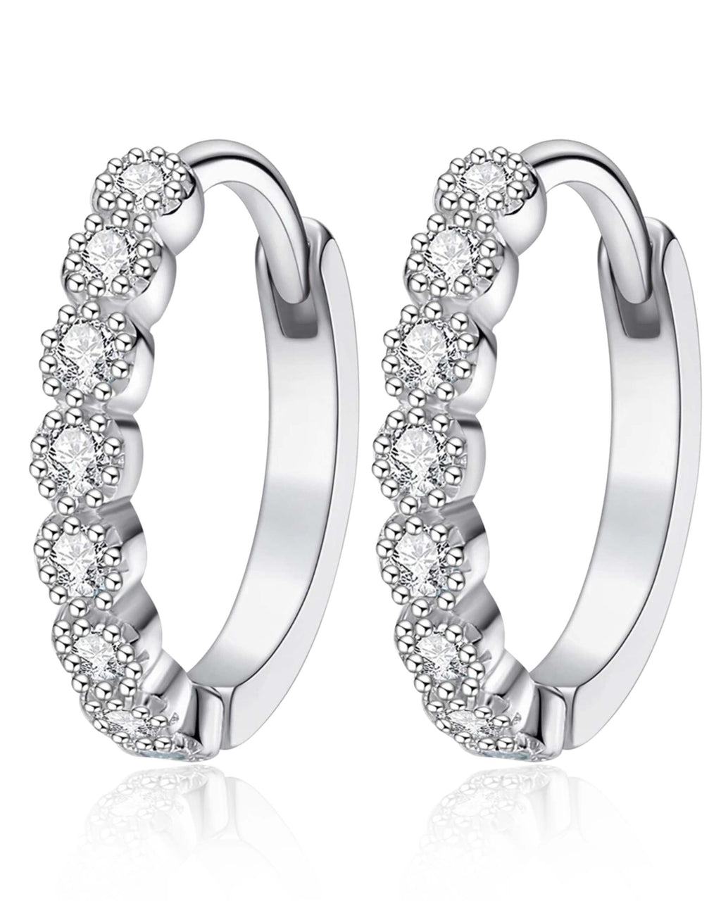 Jules Crystal Bezel Milgrain Hoop Huggie Earrings