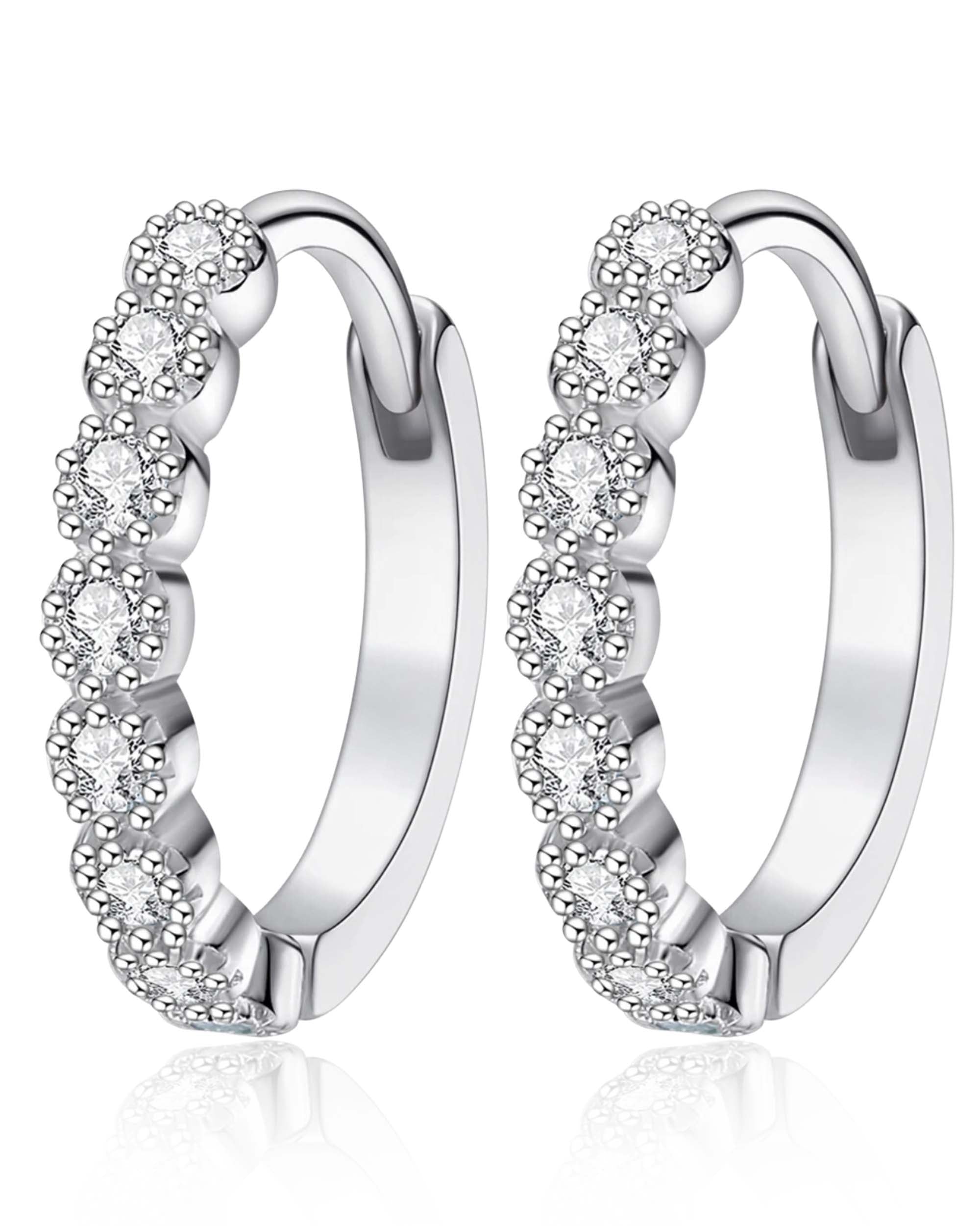 Jules Crystal Bezel Milgrain Hoop Huggie Earrings