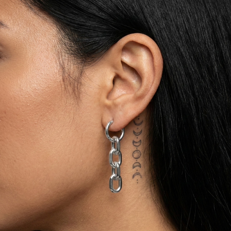 Chain Stainless Steel Hoop Earrings