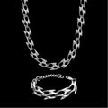 Fury stainless steel jewelry set on a black background