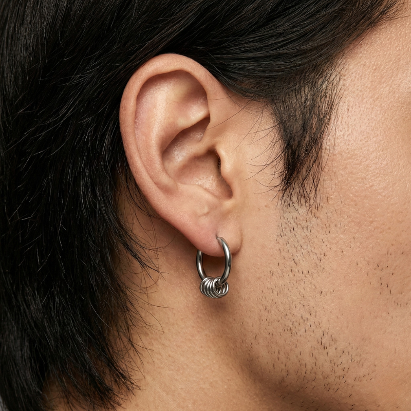 Shackle Stainless Steel Hoop Earrings