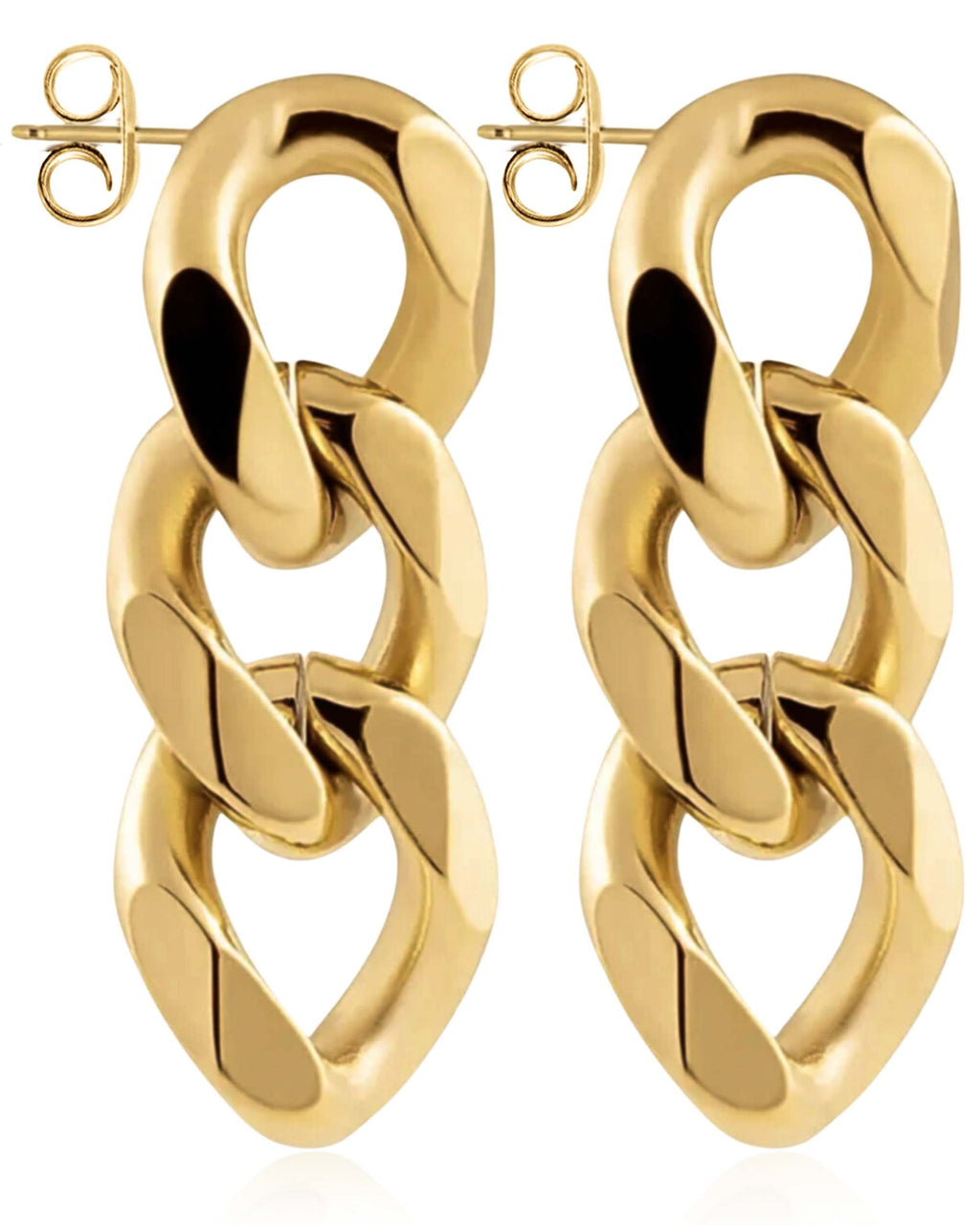 Miami Chunky Chain Link Drop Stud Earrings