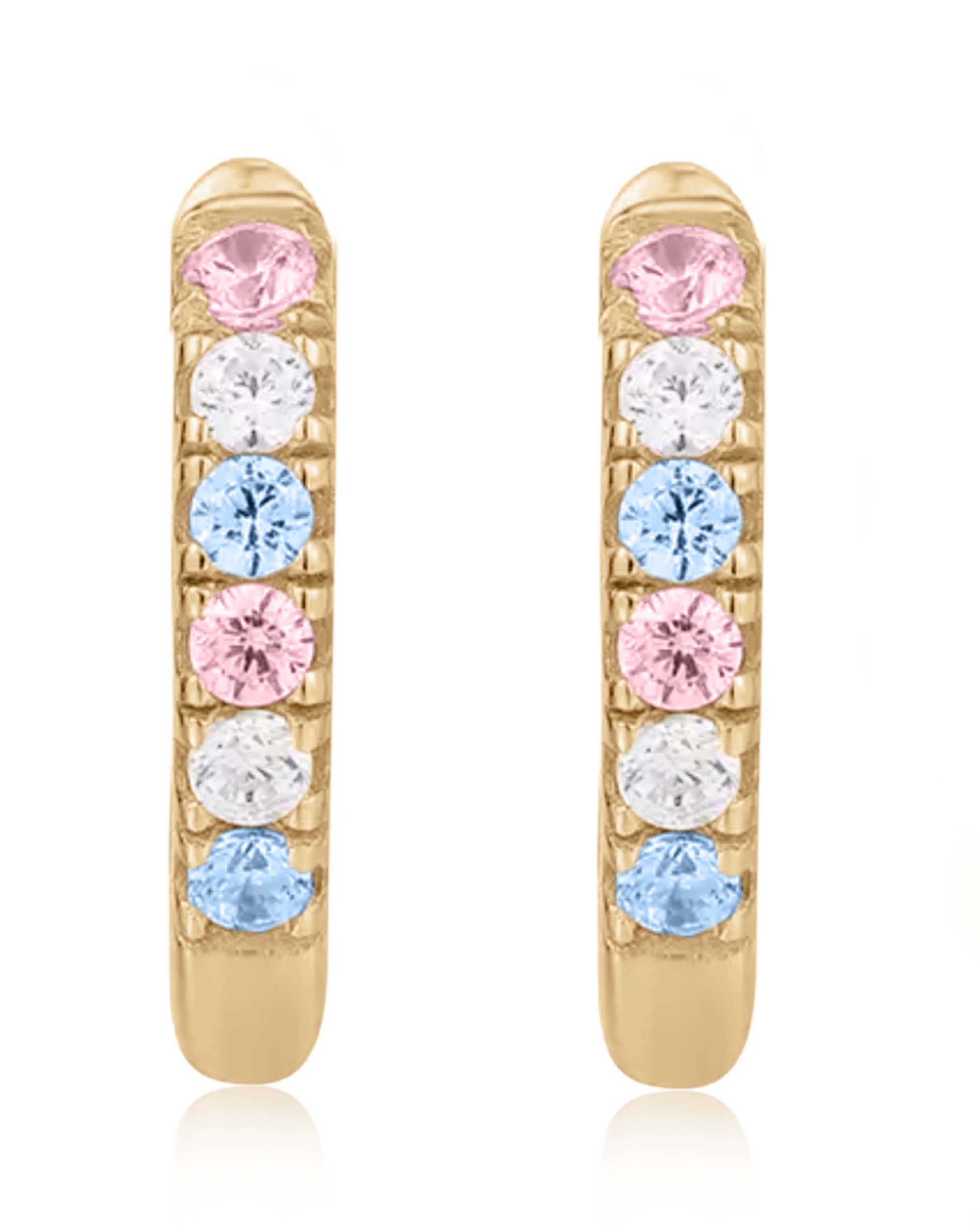 Mirage Rainbow Crystal Pave Eternity Hoop Huggie Earrings