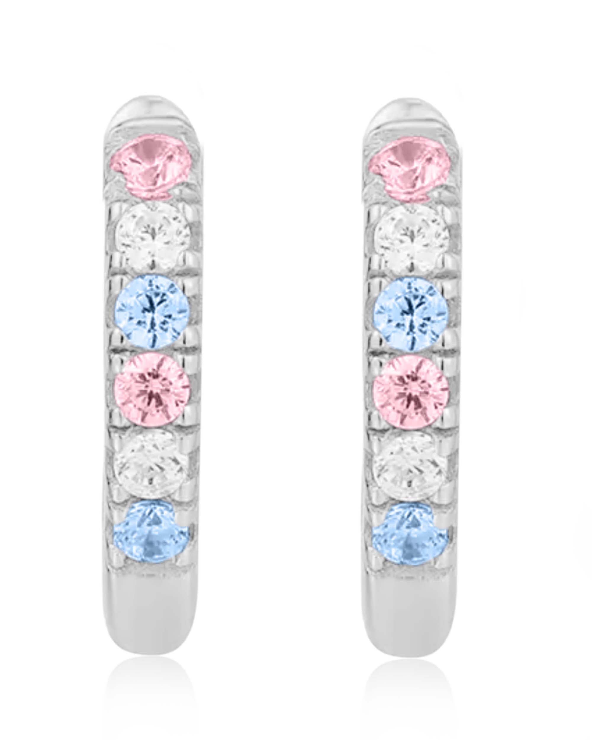 Mirage Rainbow Crystal Pave Eternity Hoop Huggie Earrings