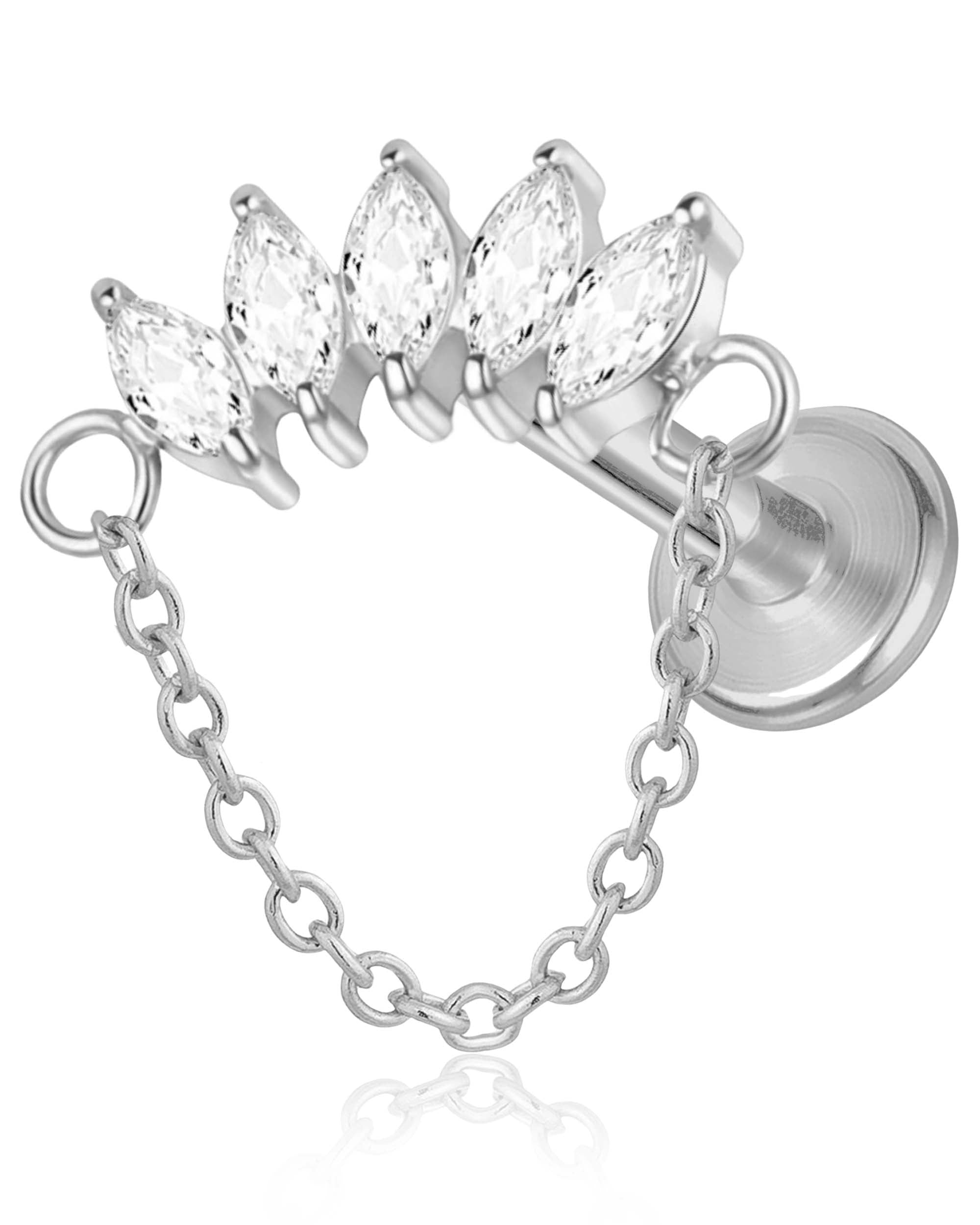 Mirth Marquise Cluster Chain Ear Piercing Stud