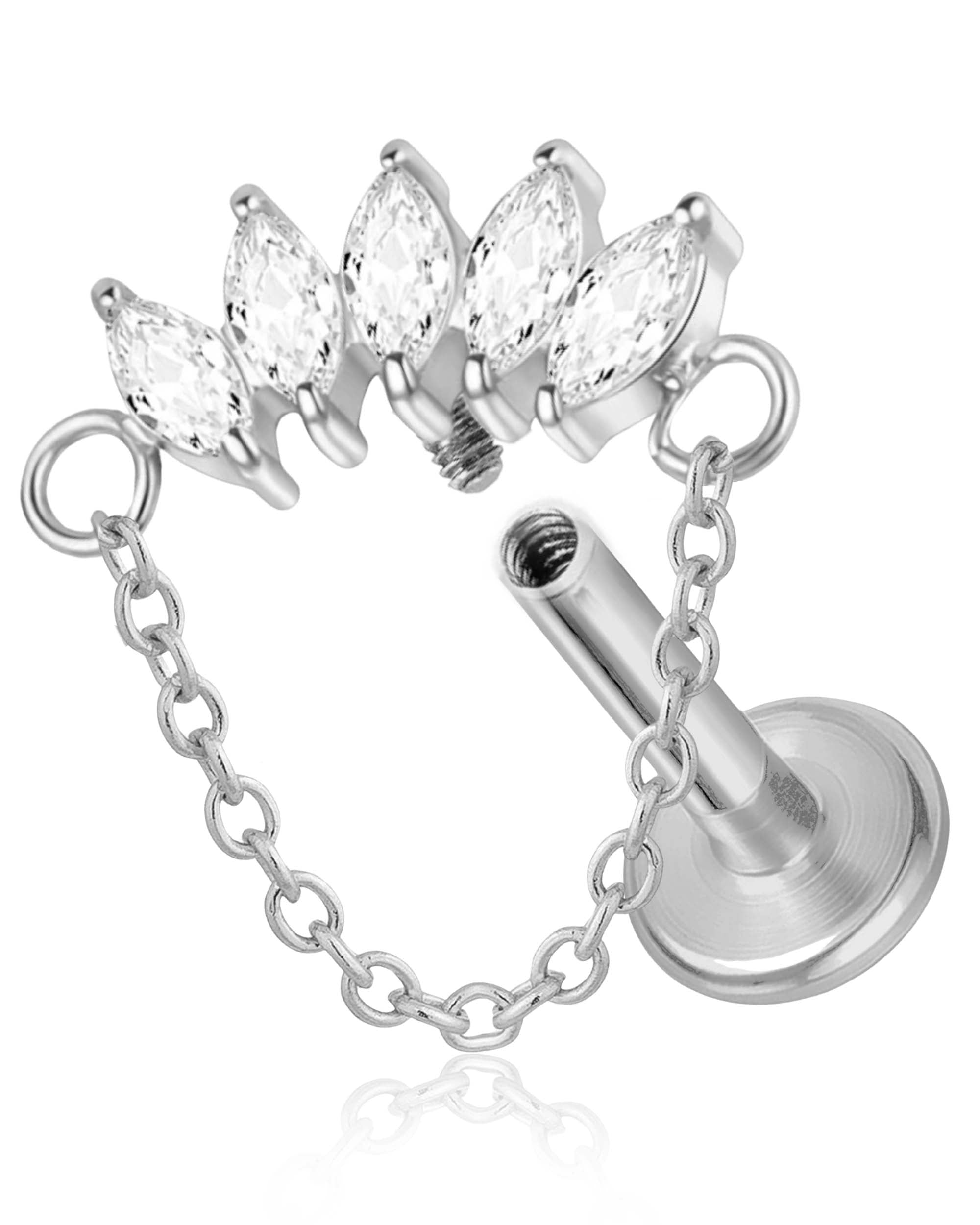 Mirth Marquise Cluster Chain Ear Piercing Stud