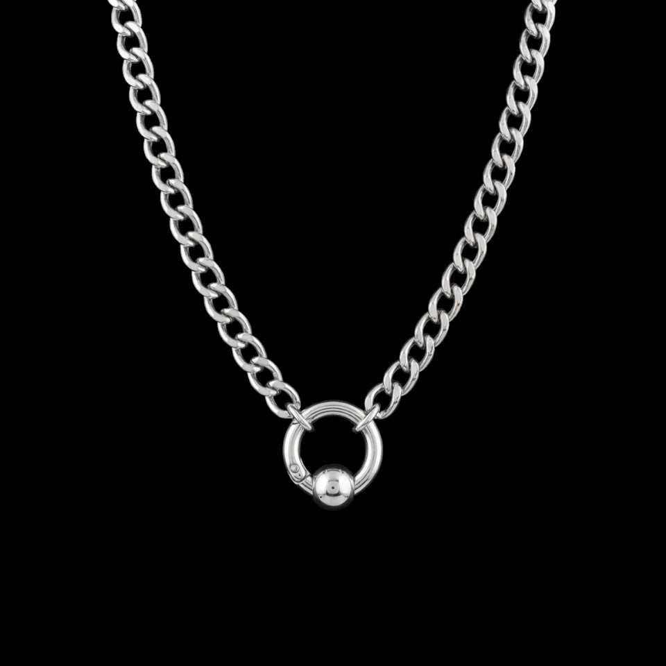 O-chain stainless steel choker on a black background